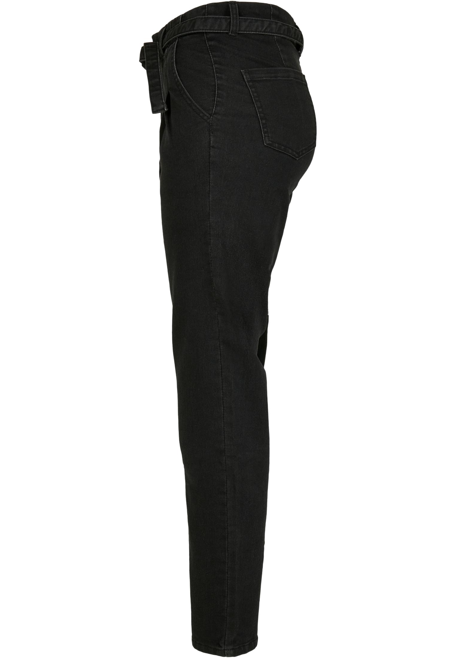 Ladies High Waist Knitted Denim Chino | black