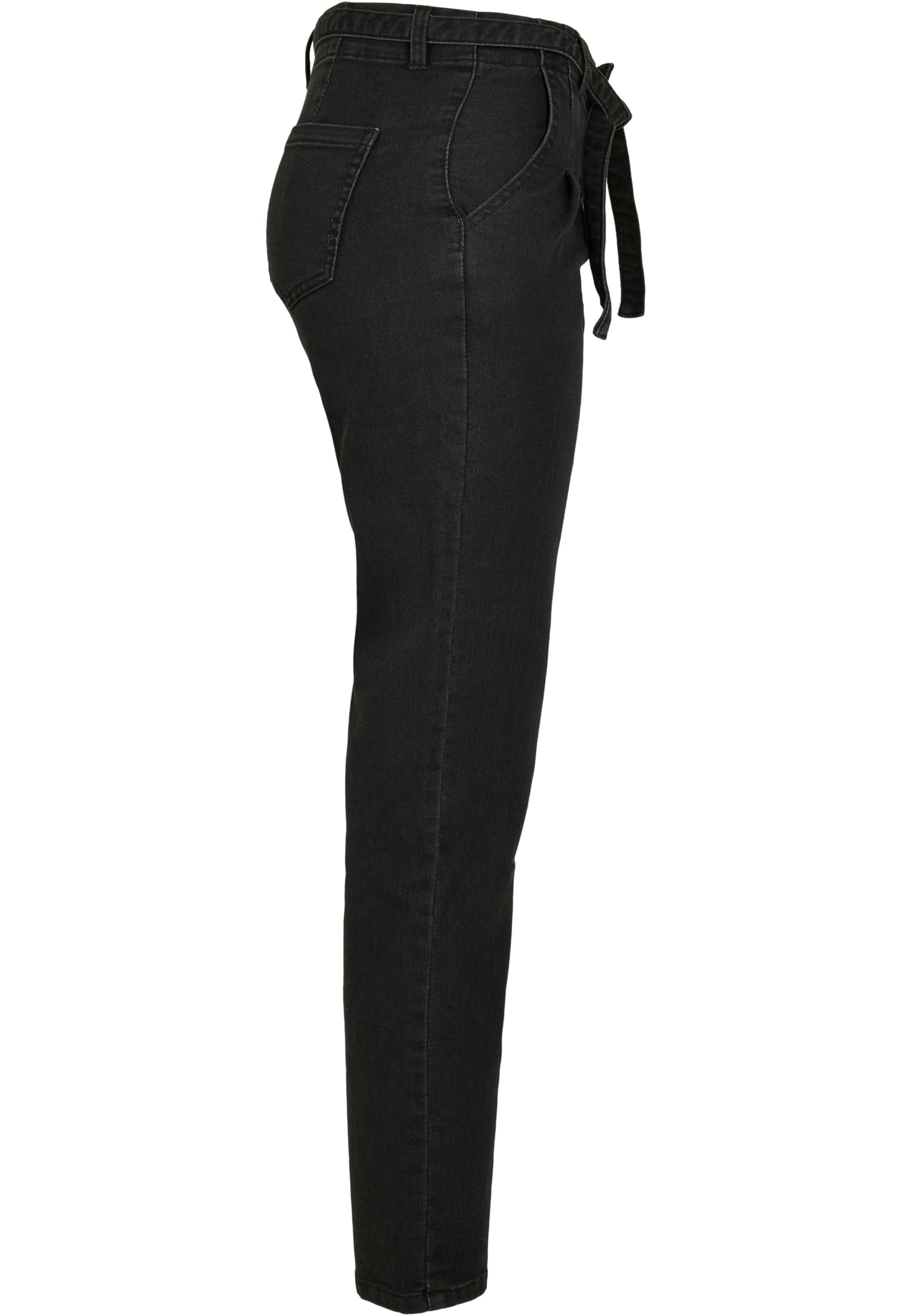 Ladies High Waist Knitted Denim Chino | black