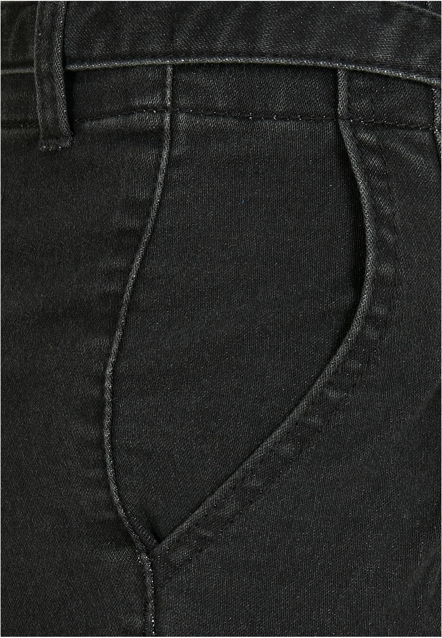 Ladies High Waist Knitted Denim Chino | black