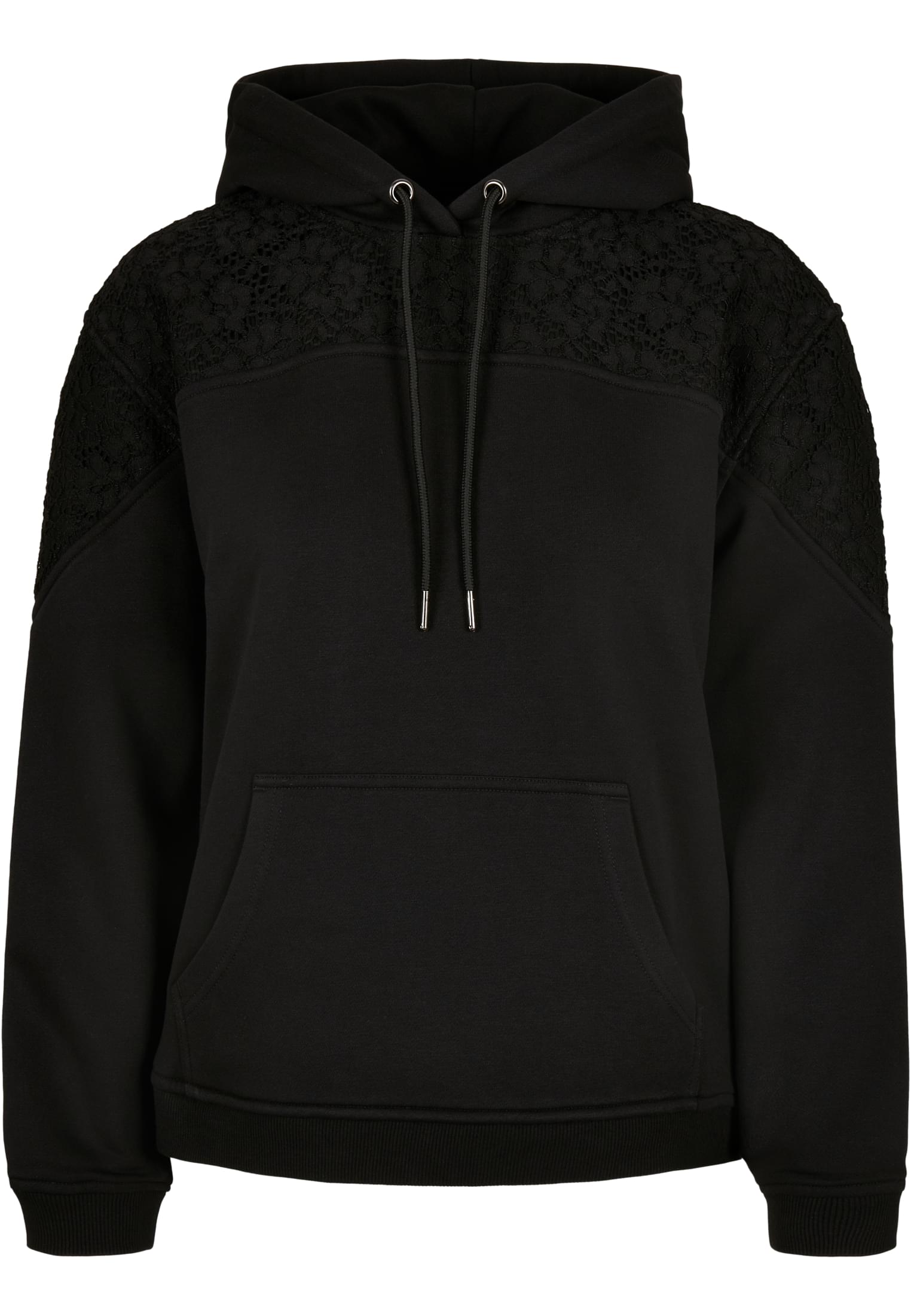 Ladies Lace Inset Hoody | black