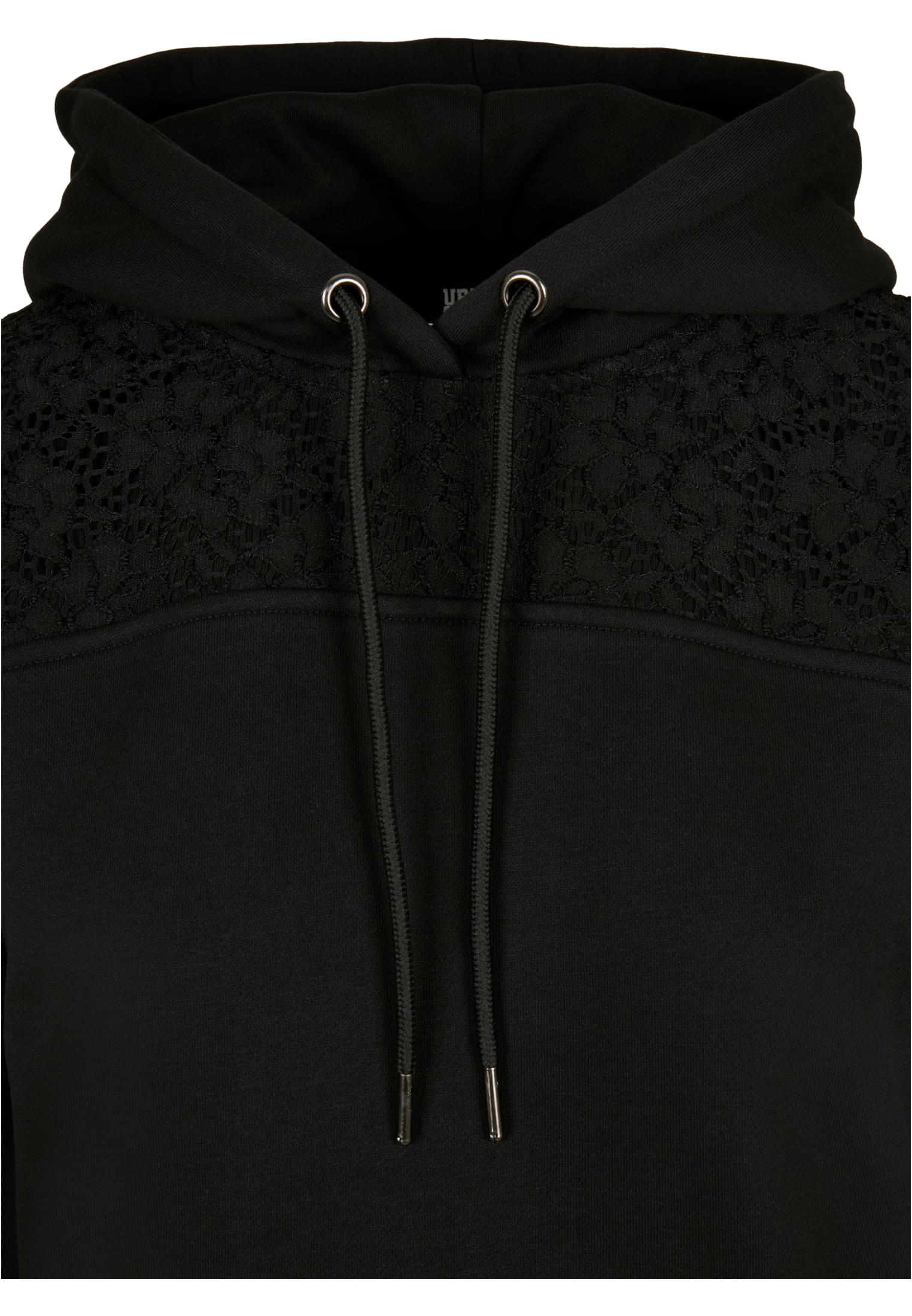 Ladies Lace Inset Hoody | black