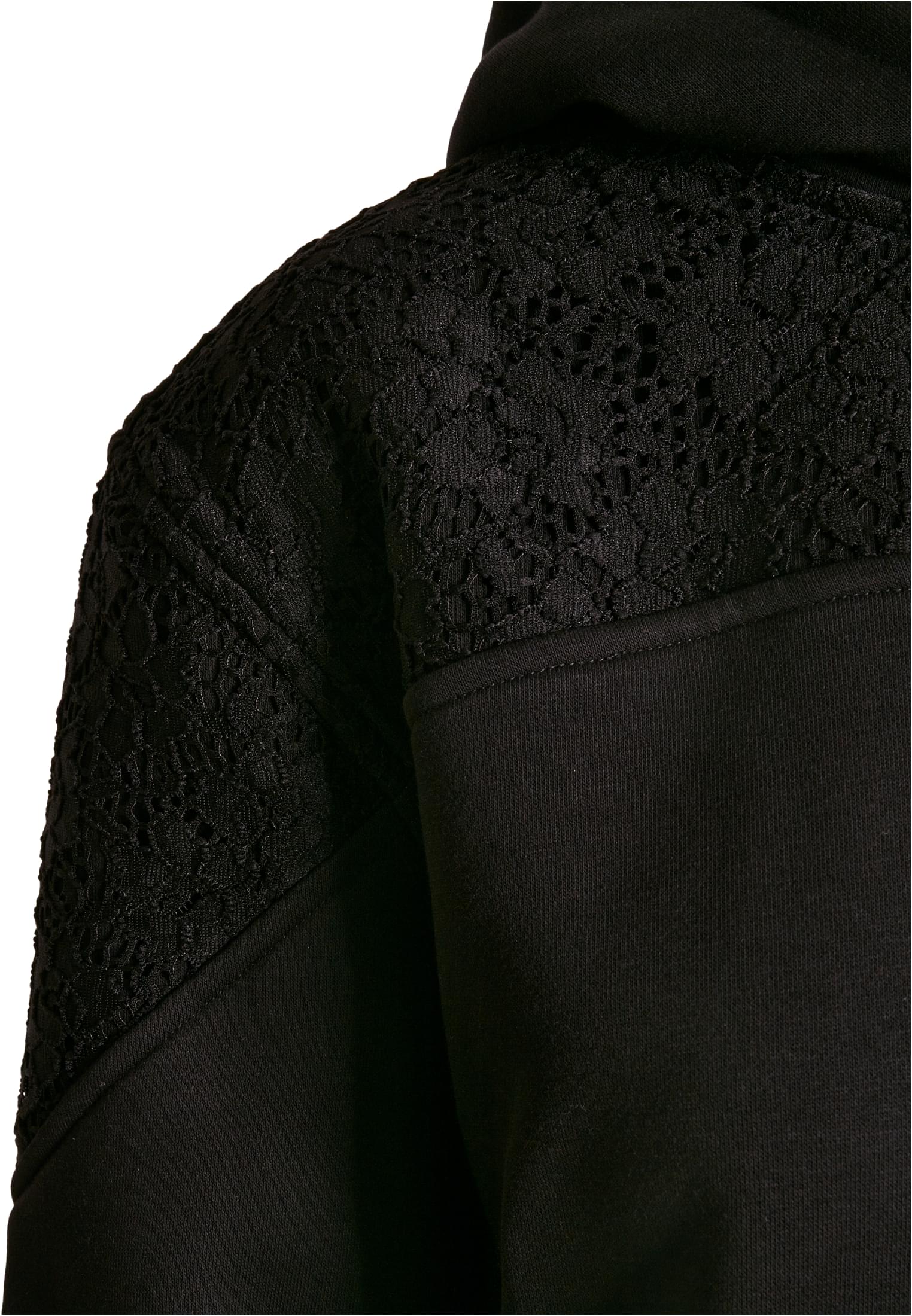 Ladies Lace Inset Hoody | black