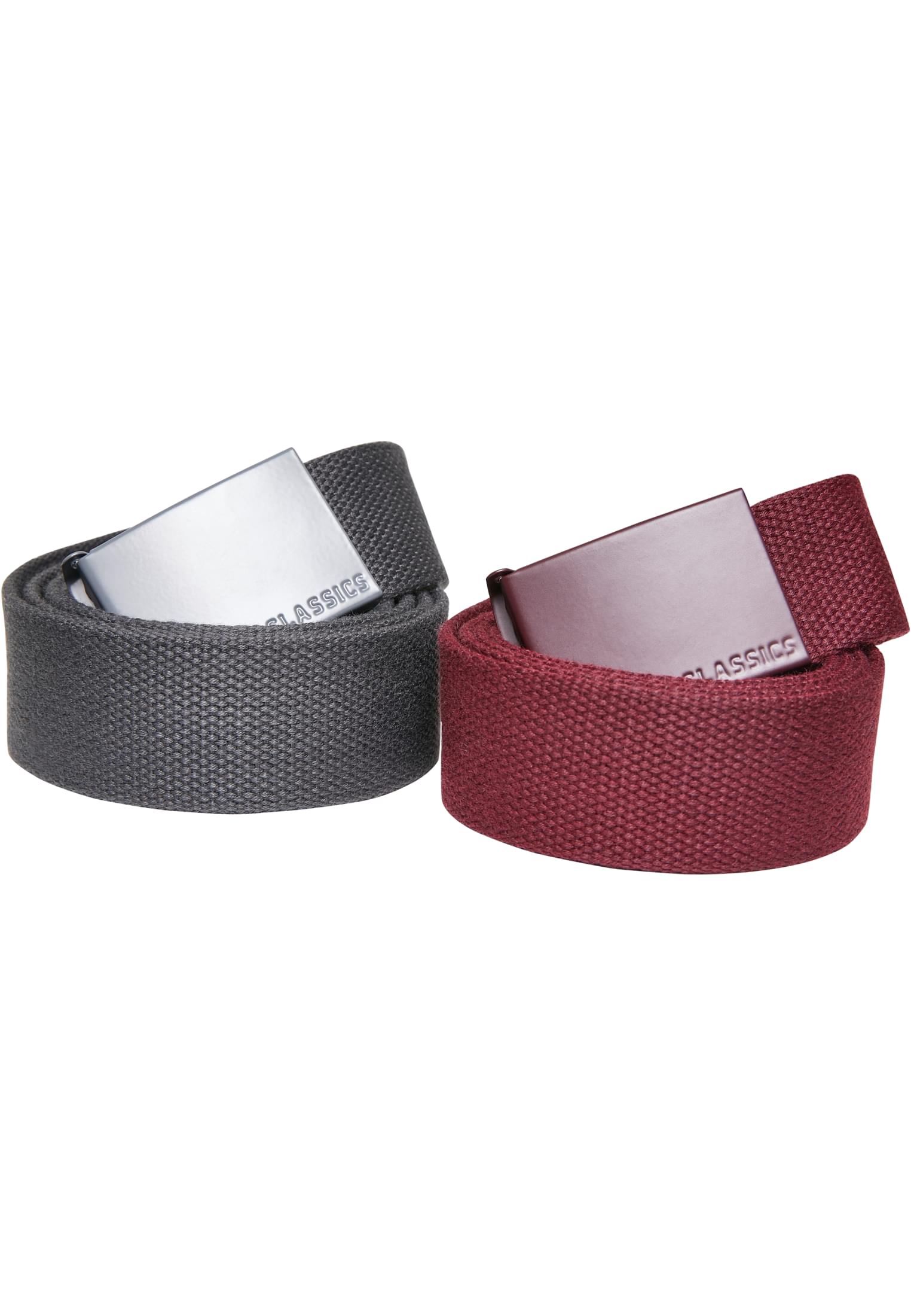 Colored Buckle Canvas Belt 2-Pack | bordeaux/charcoal