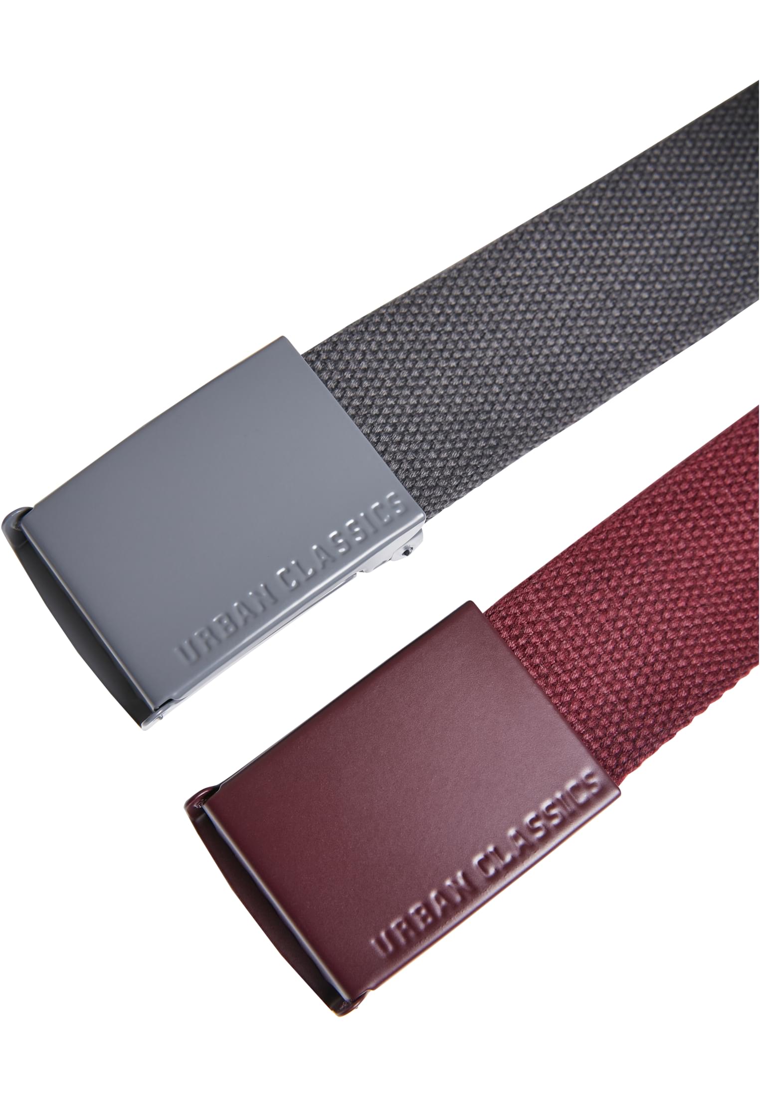 Colored Buckle Canvas Belt 2-Pack | bordeaux/charcoal