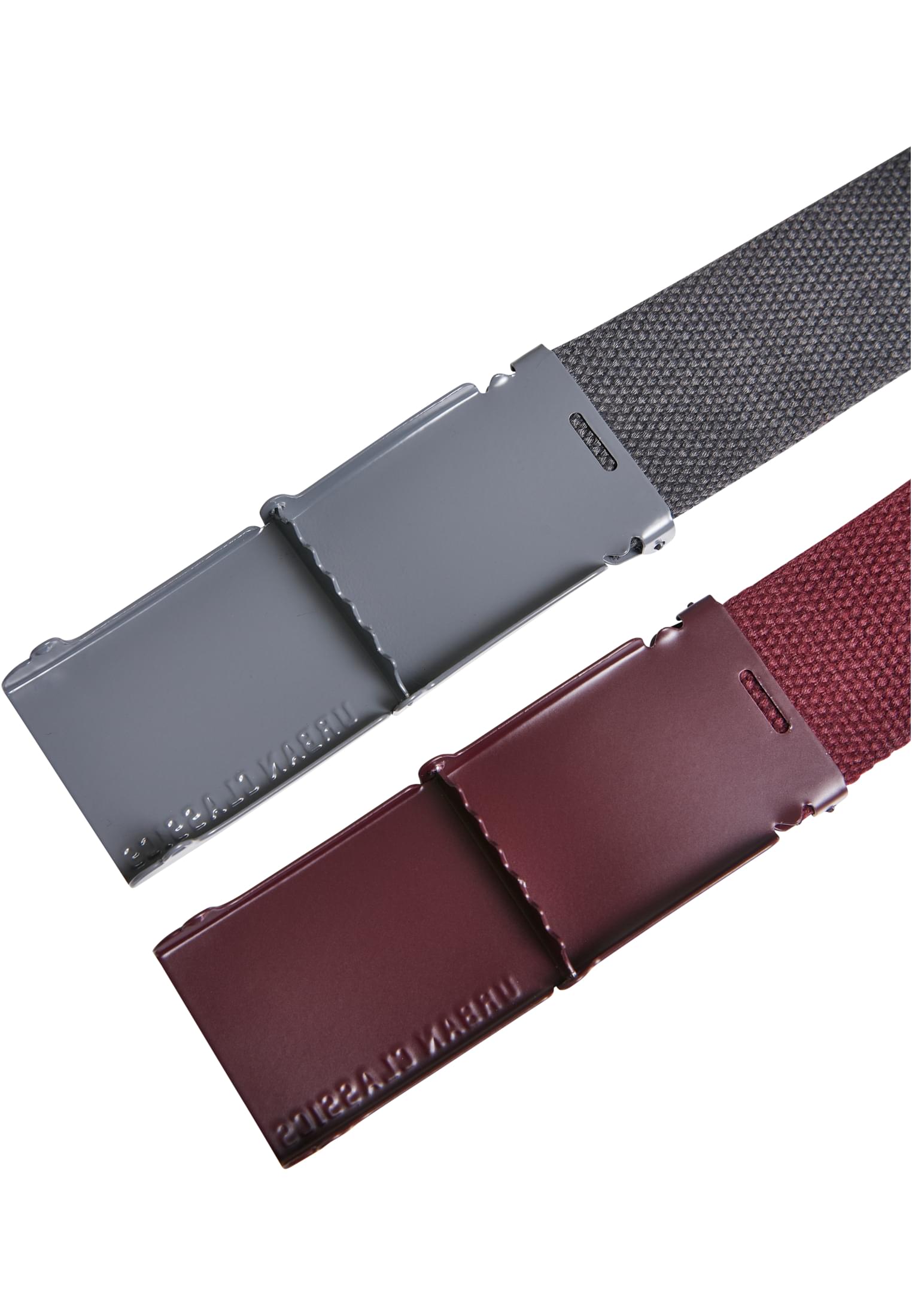 Colored Buckle Canvas Belt 2-Pack | bordeaux/charcoal