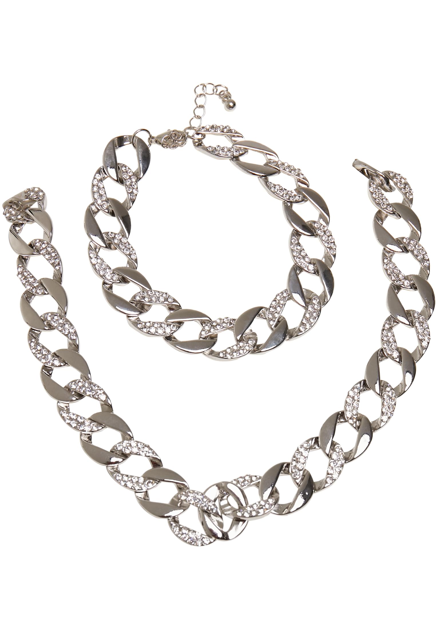 Basic Diamond Necklace And Bracelet Set | silver