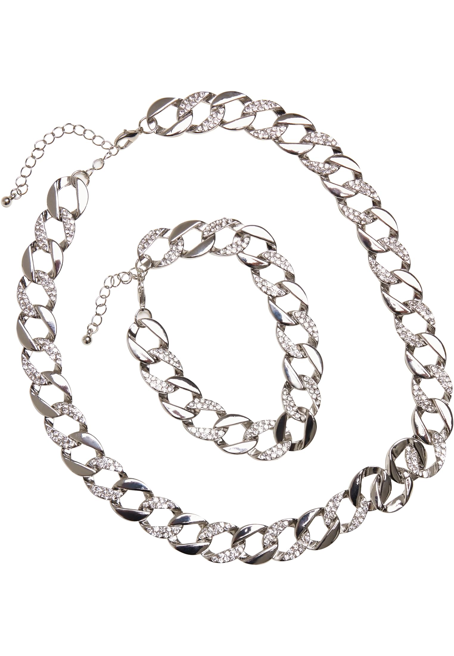 Basic Diamond Necklace And Bracelet Set | silver