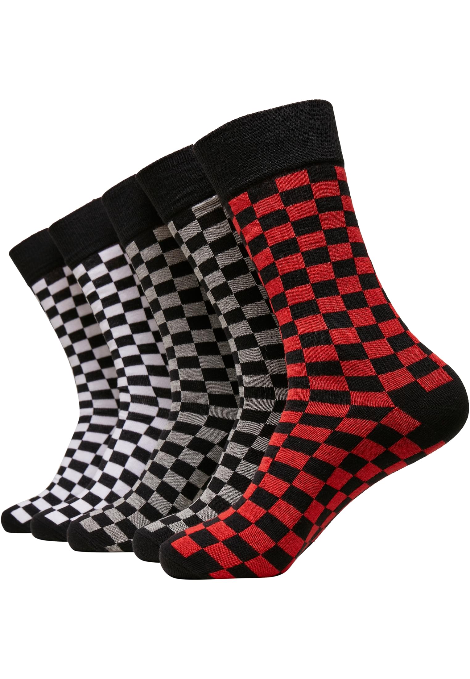 Check Socks 5-Pack | white/grey/red