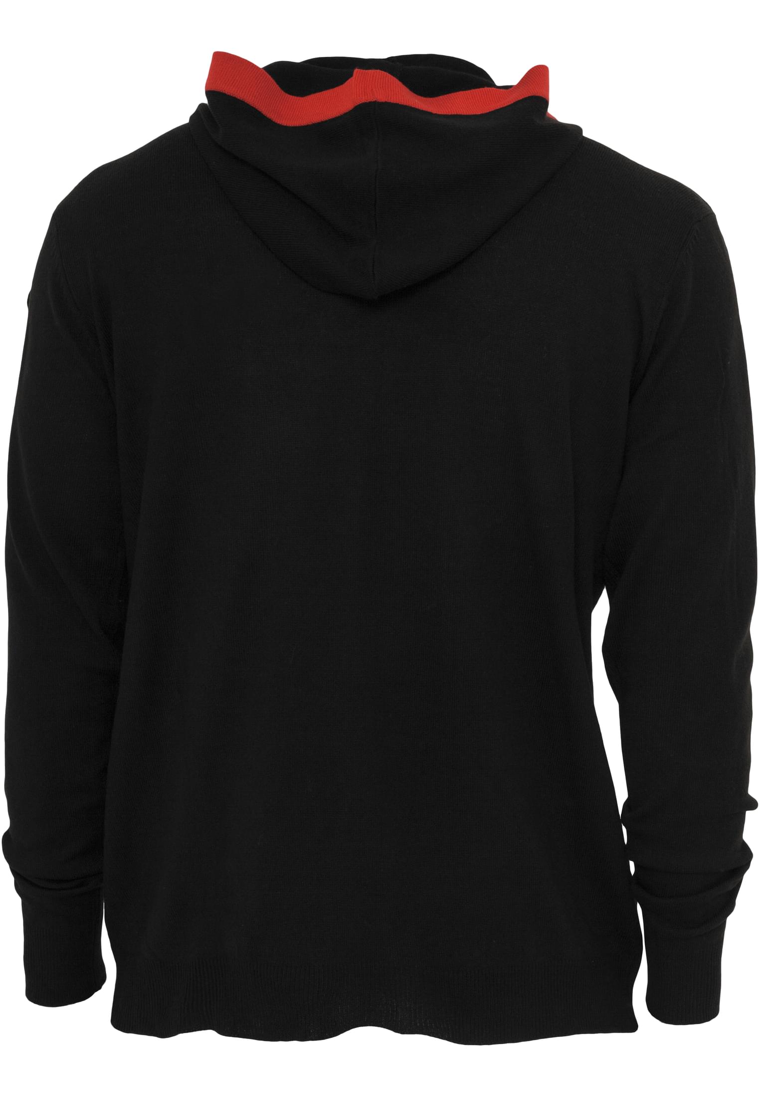 Knitted Contrast Button Hoody | blk/red