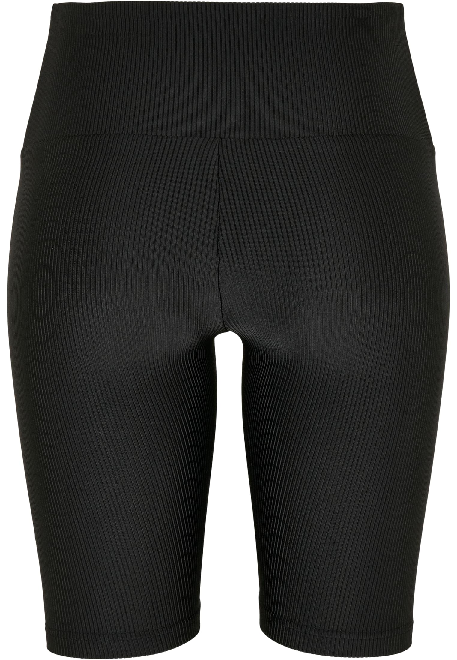 Ladies High Waist Shiny Rib Cycle Shorts | black