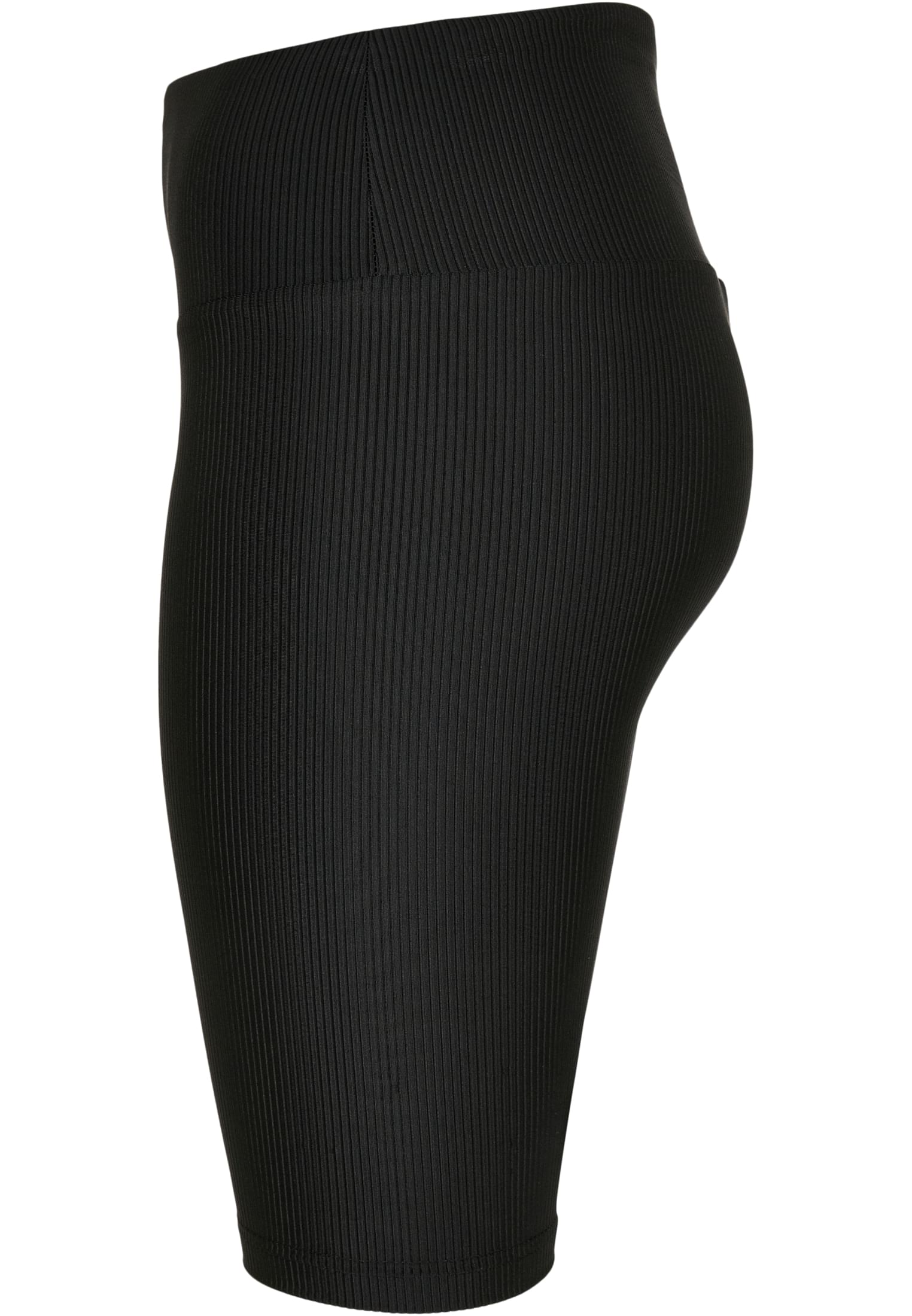 Ladies High Waist Shiny Rib Cycle Shorts | black