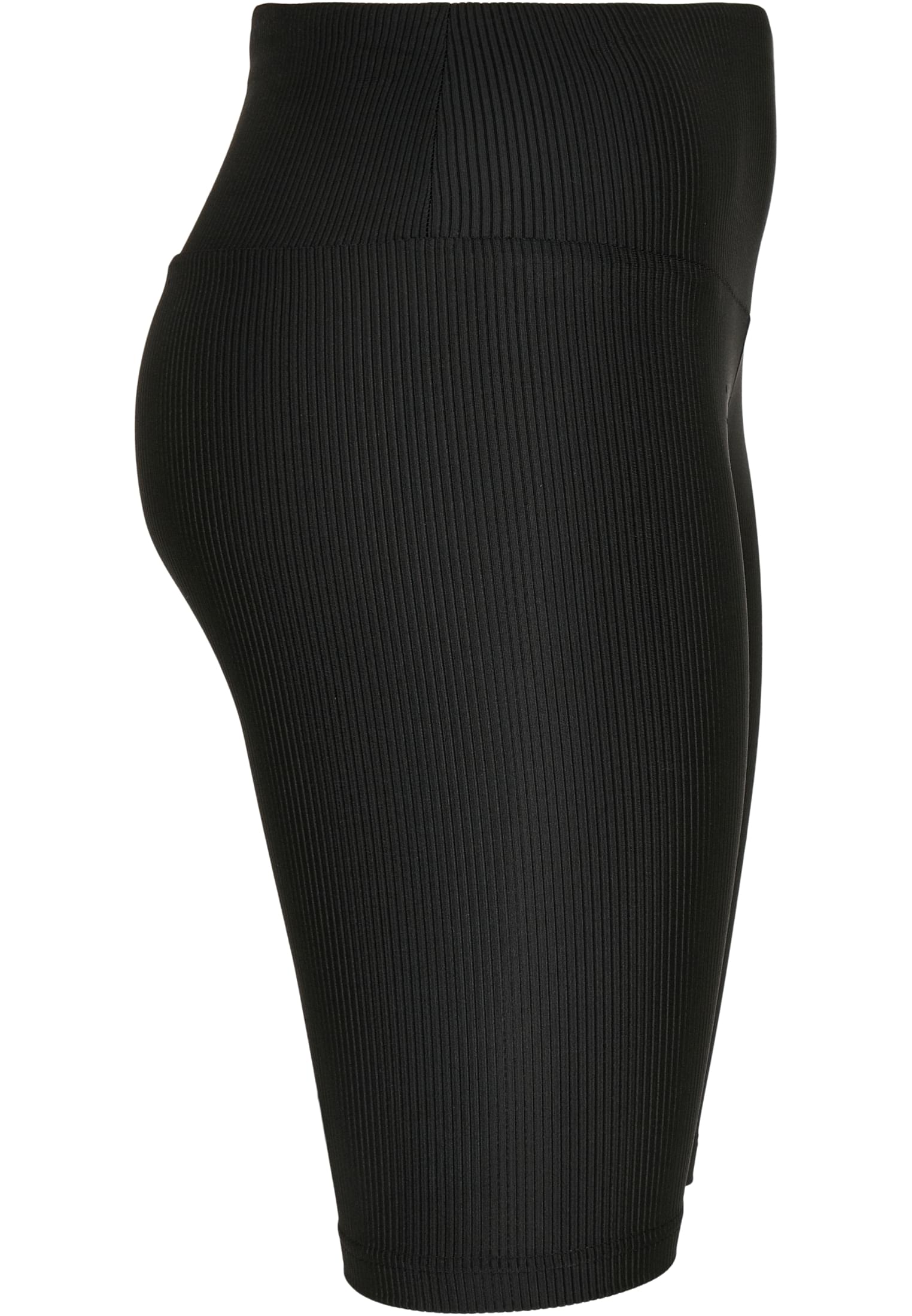 Ladies High Waist Shiny Rib Cycle Shorts | black