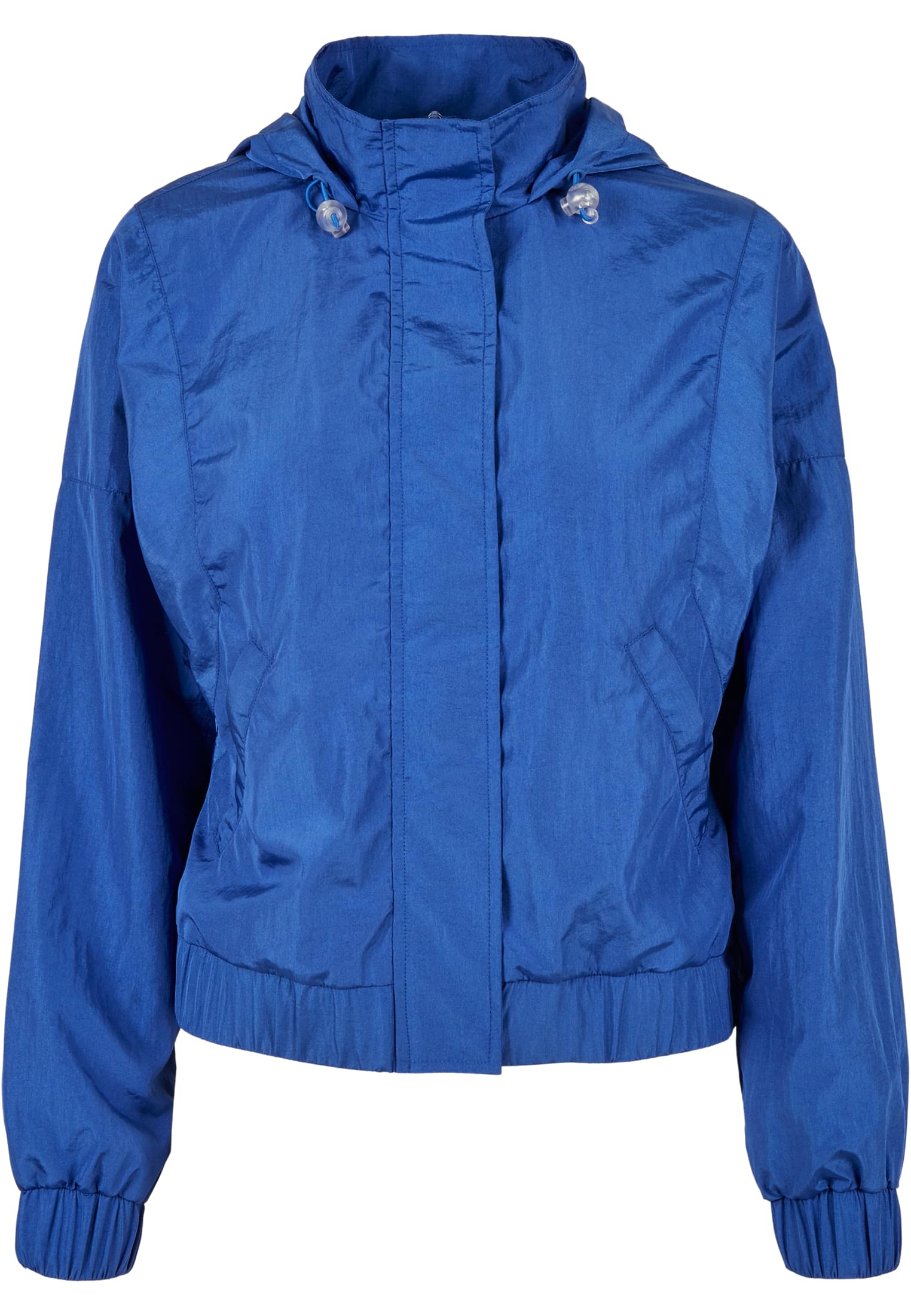 Ladies Oversized Shiny Crinkle Nylon Jacket | sporty blue