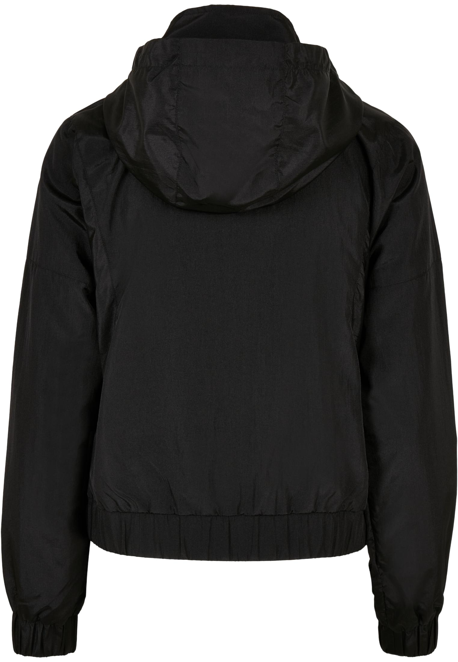 Ladies Oversized Shiny Crinkle Nylon Jacket | black