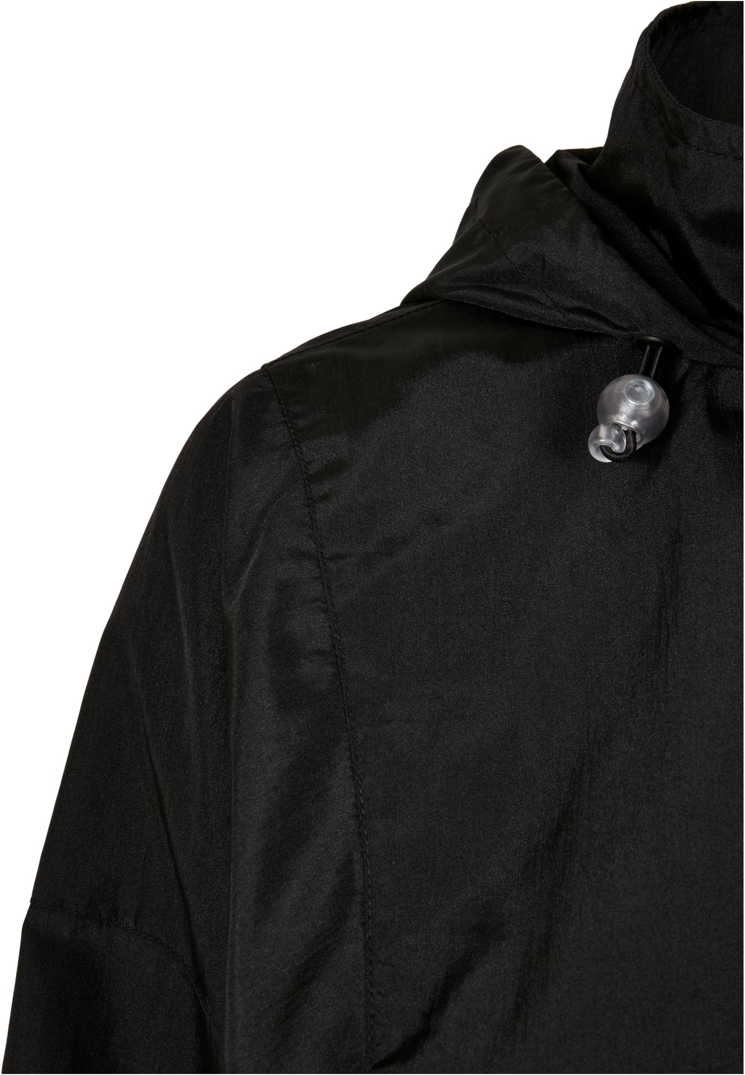 Ladies Oversized Shiny Crinkle Nylon Jacket | black