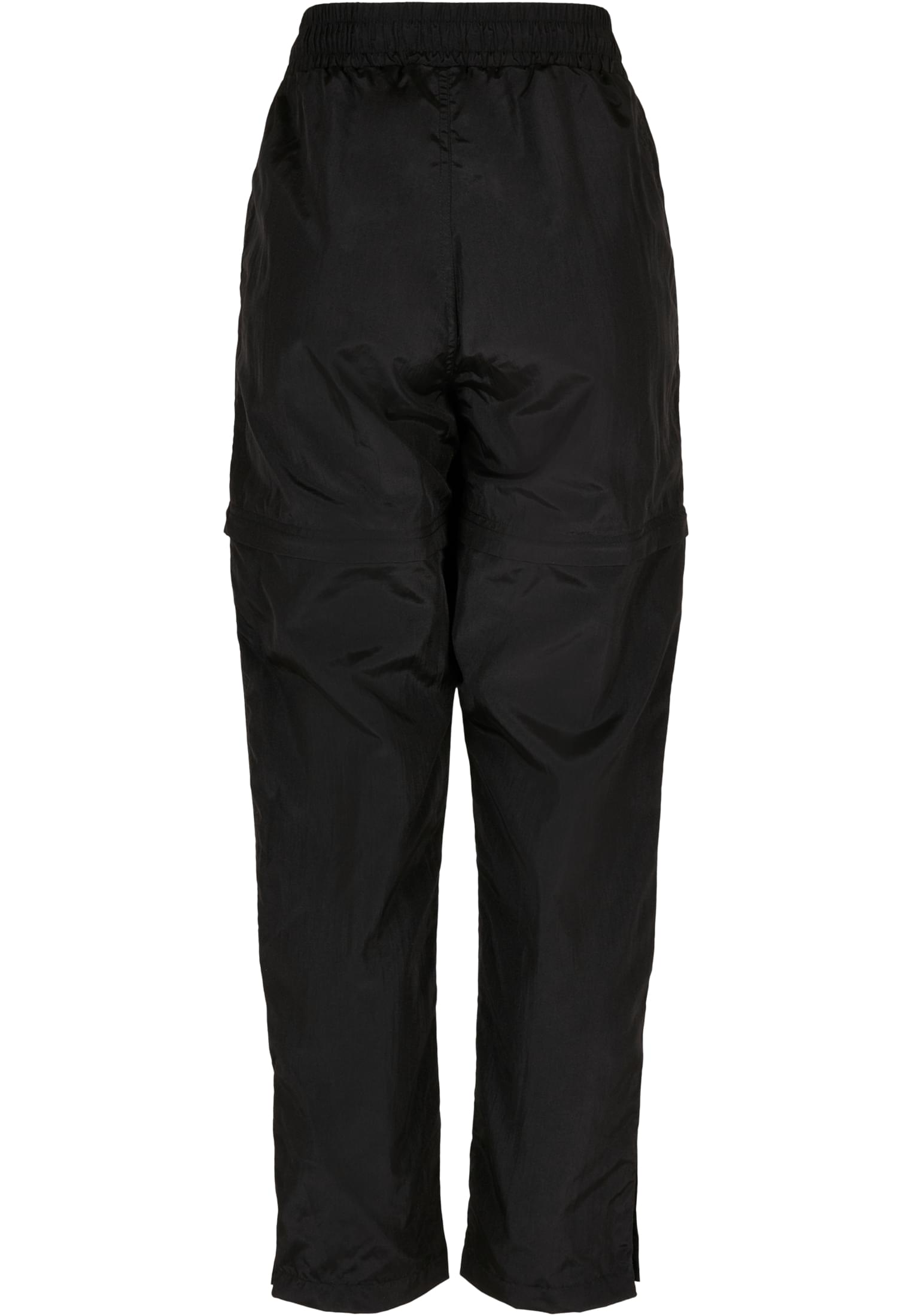 Ladies Shiny Crinkle Nylon Zip Pants | black