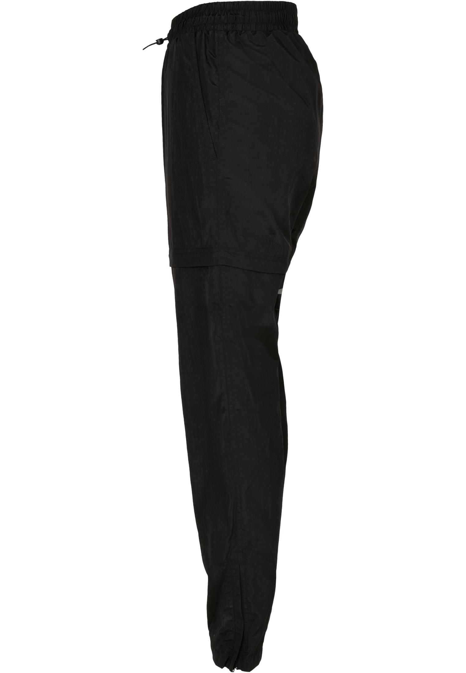 Ladies Shiny Crinkle Nylon Zip Pants | black