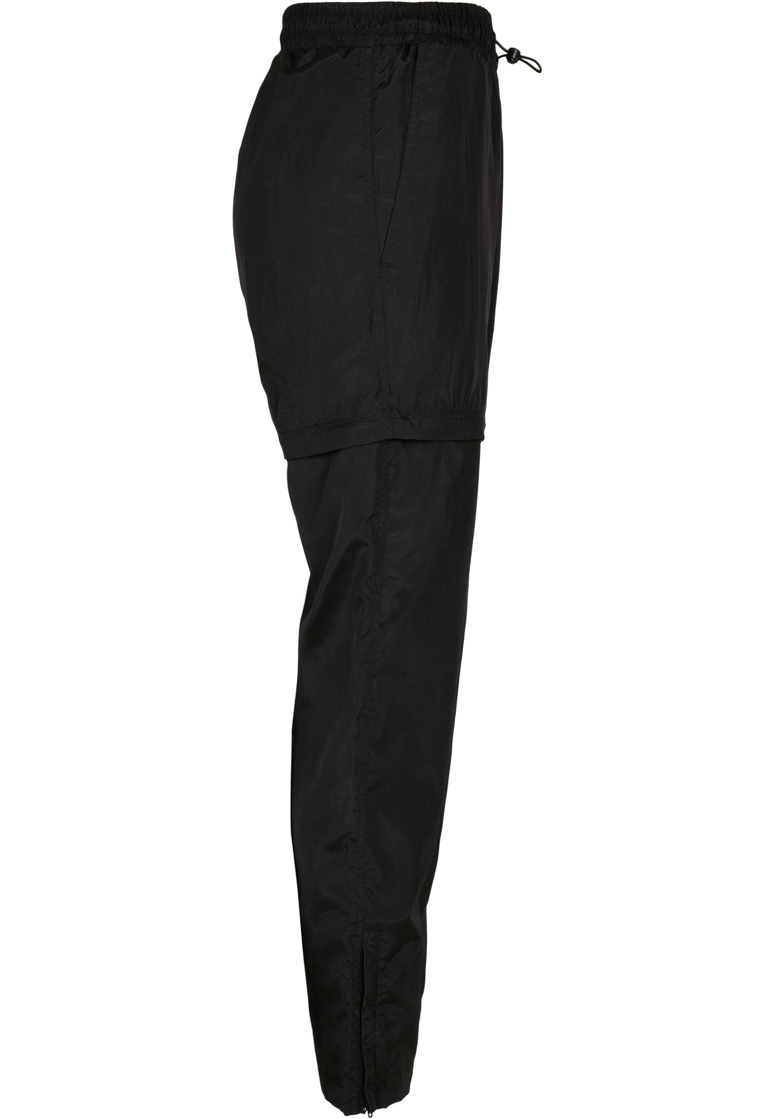 Ladies Shiny Crinkle Nylon Zip Pants | black