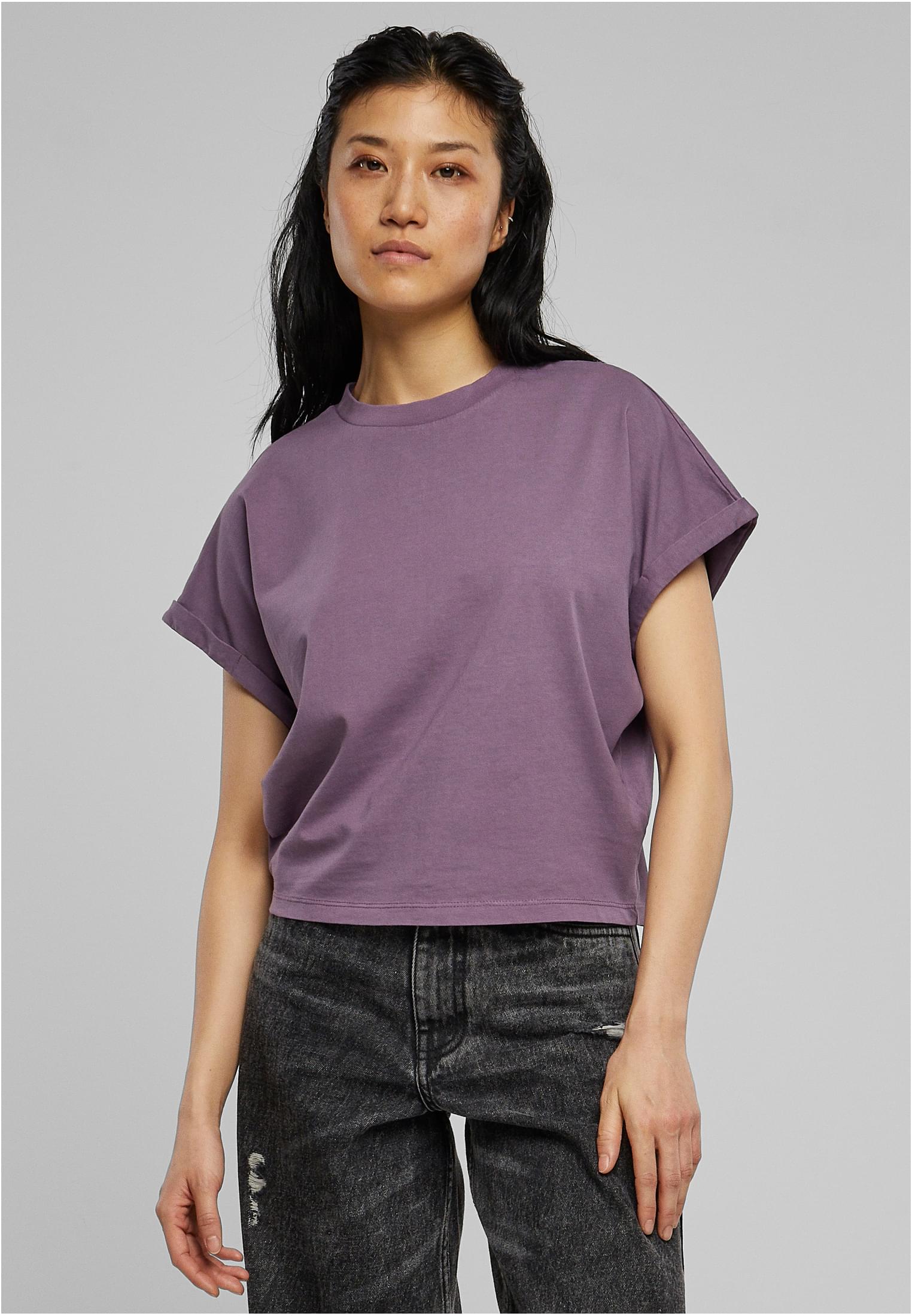 Ladies Short Pigment Dye Cut On Sleeve Tee | duskviolet