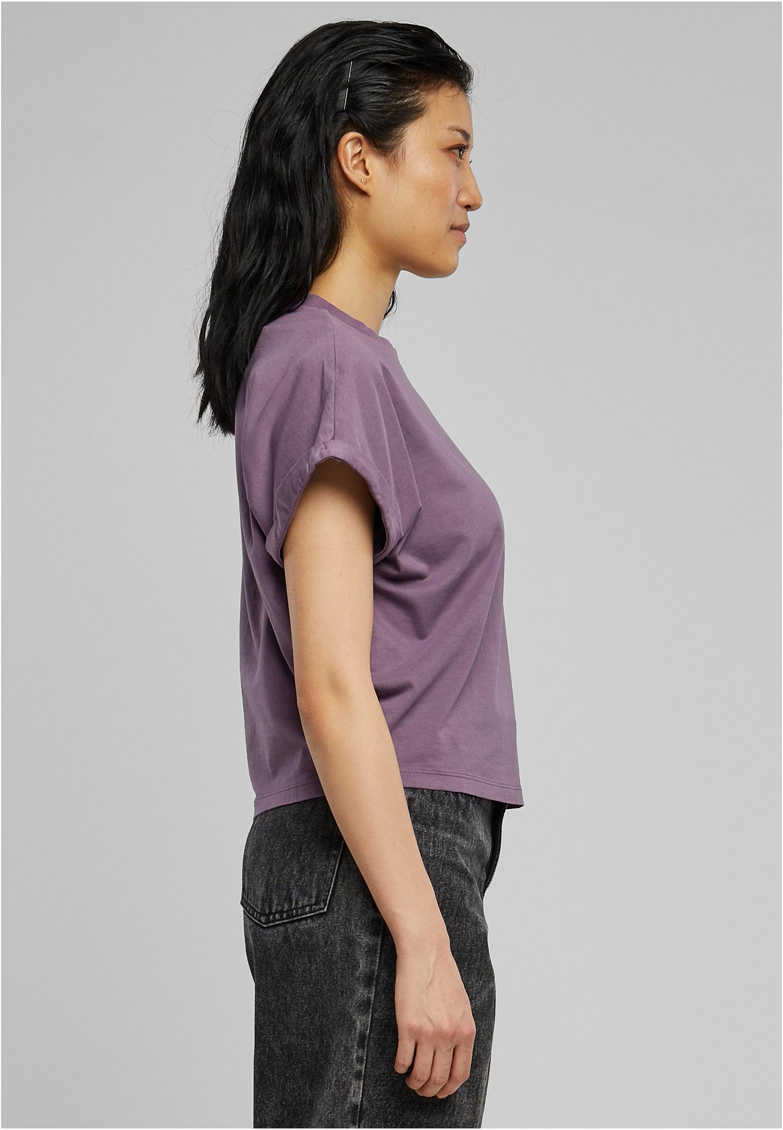 Ladies Short Pigment Dye Cut On Sleeve Tee | duskviolet