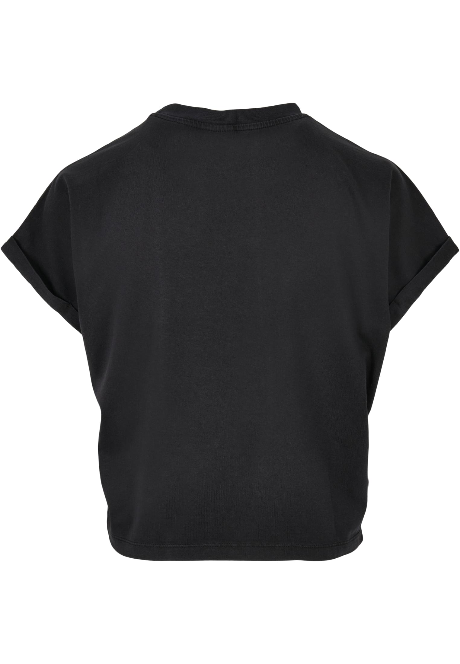 Ladies Short Pigment Dye Cut On Sleeve Tee | black