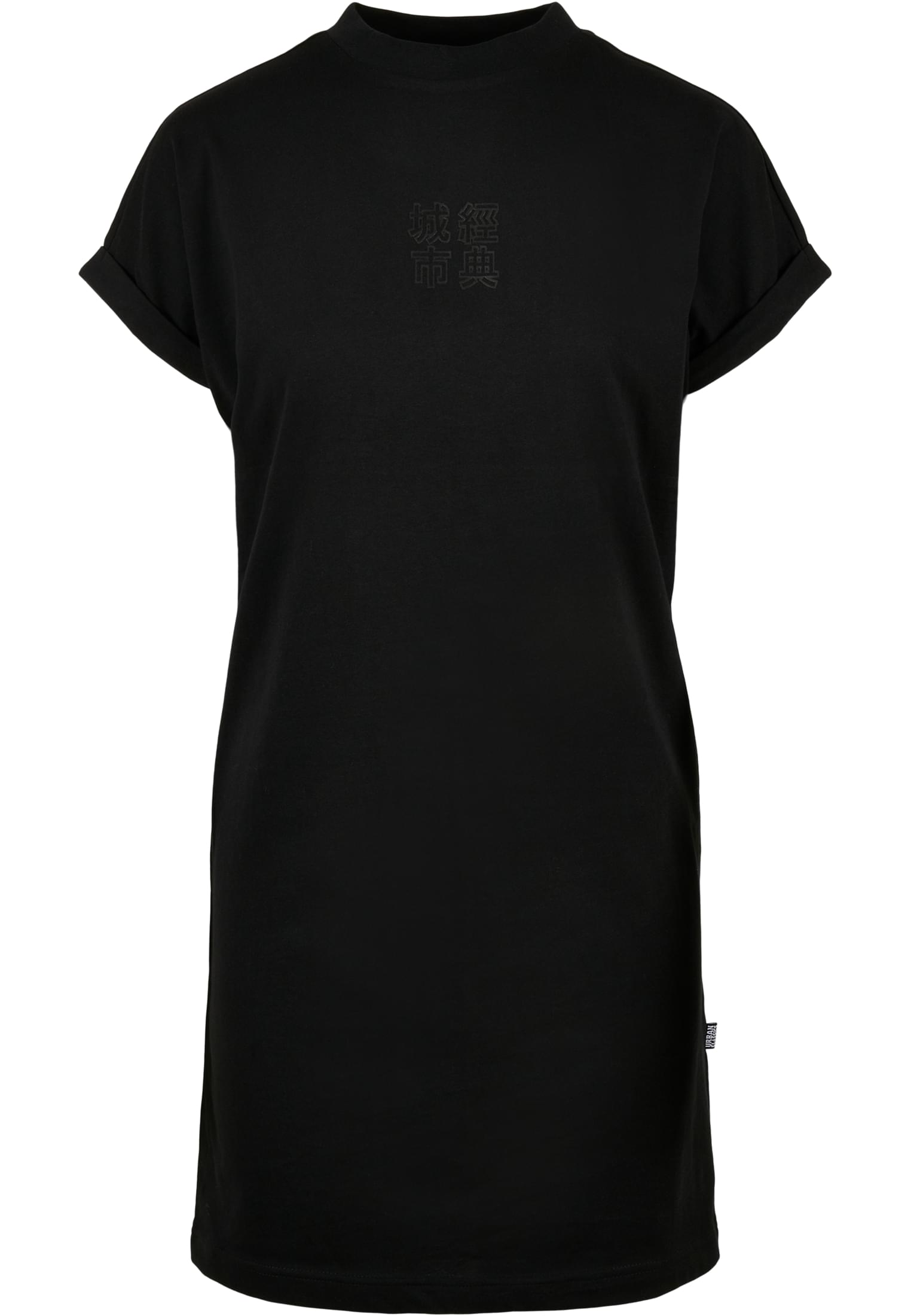 Ladies Cut On Sleeve Printed Tee Dress | black/black