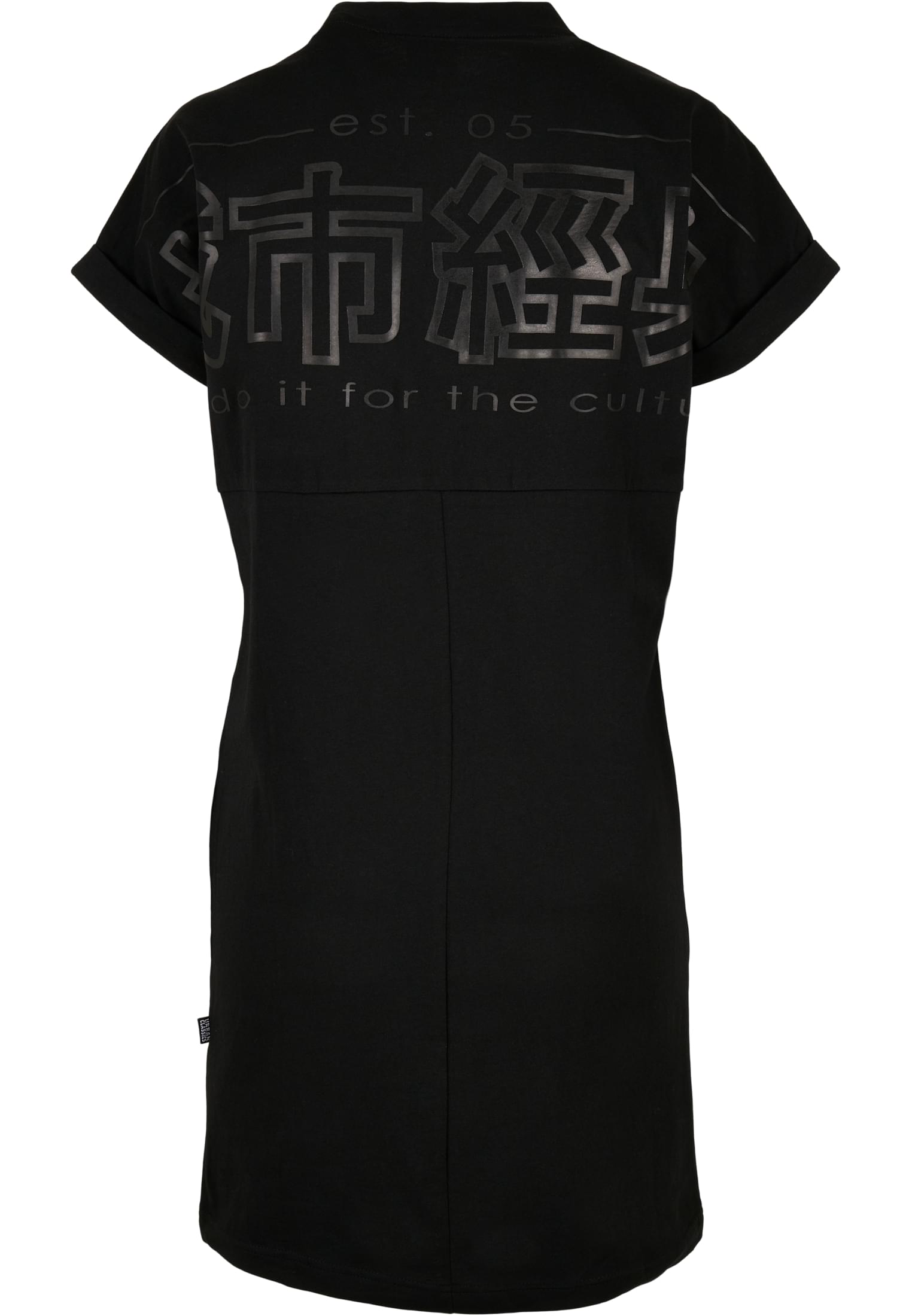 Ladies Cut On Sleeve Printed Tee Dress | black/black