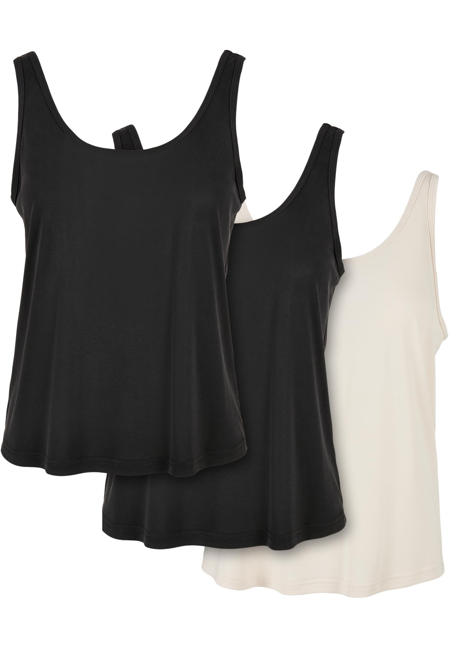 Ladies Modal Loose Top 3-Pack | black+black+whitesand