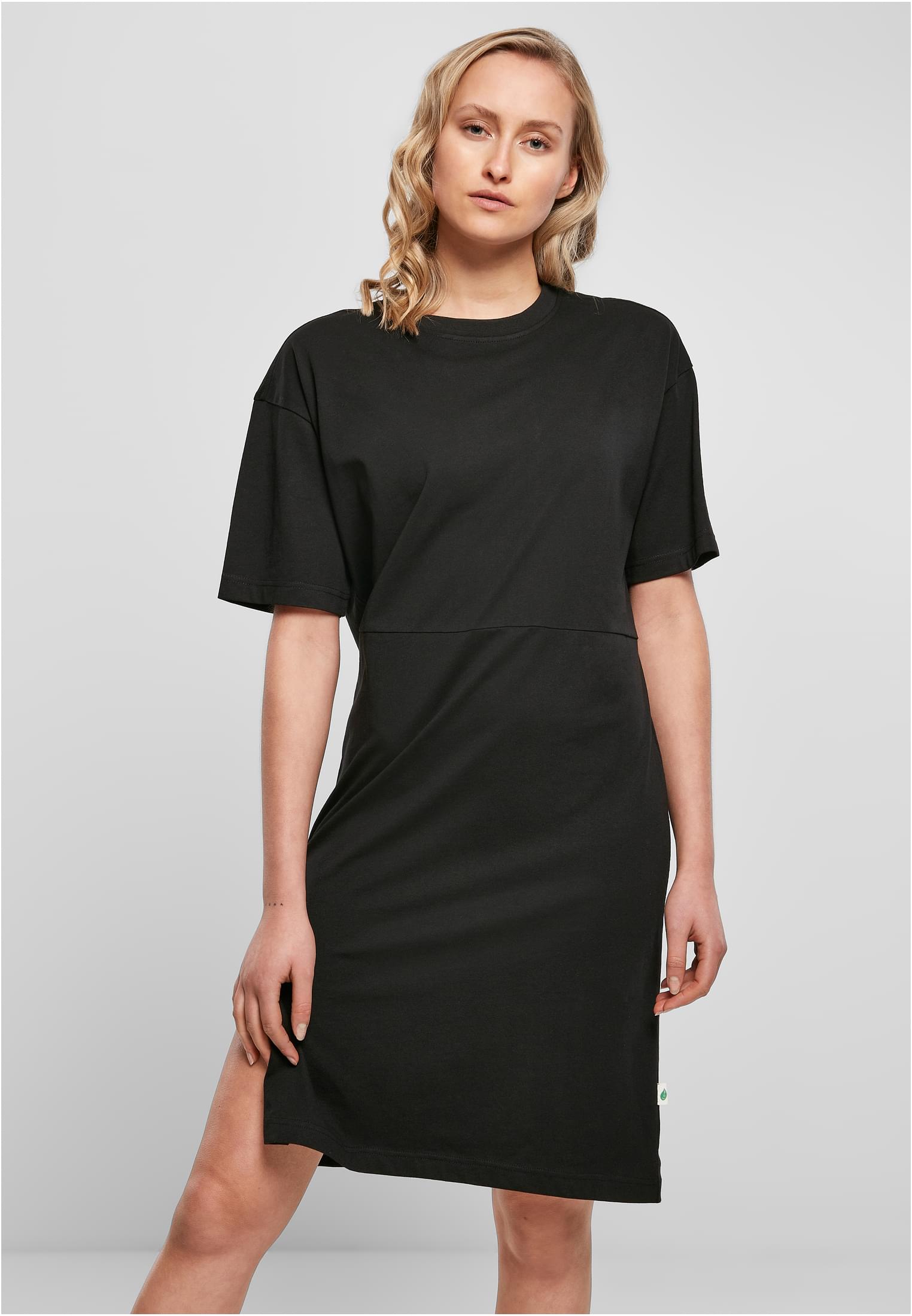 Ladies Organic Oversized Slit Tee Dress | black