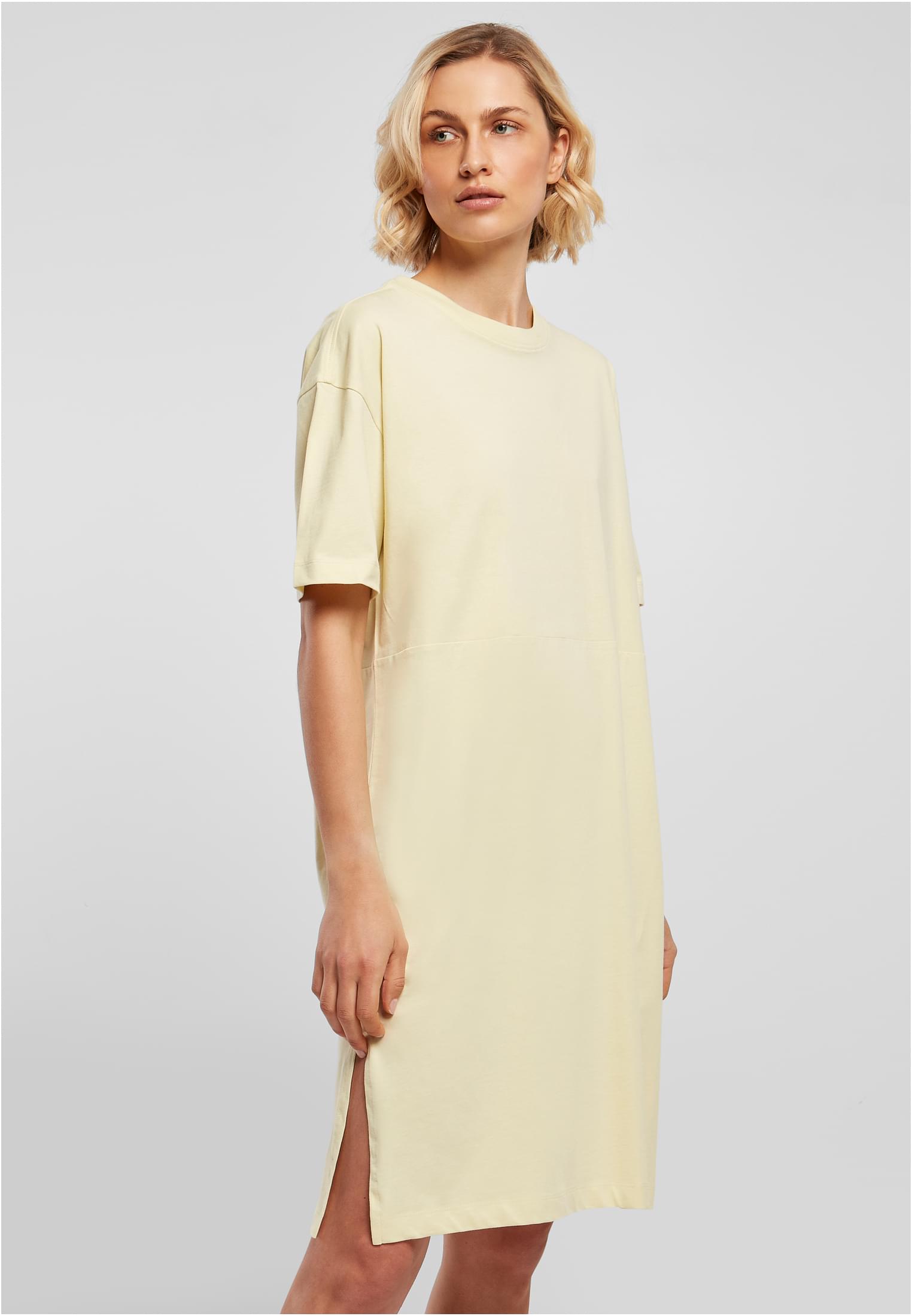 Ladies Organic Oversized Slit Tee Dress | softyellow