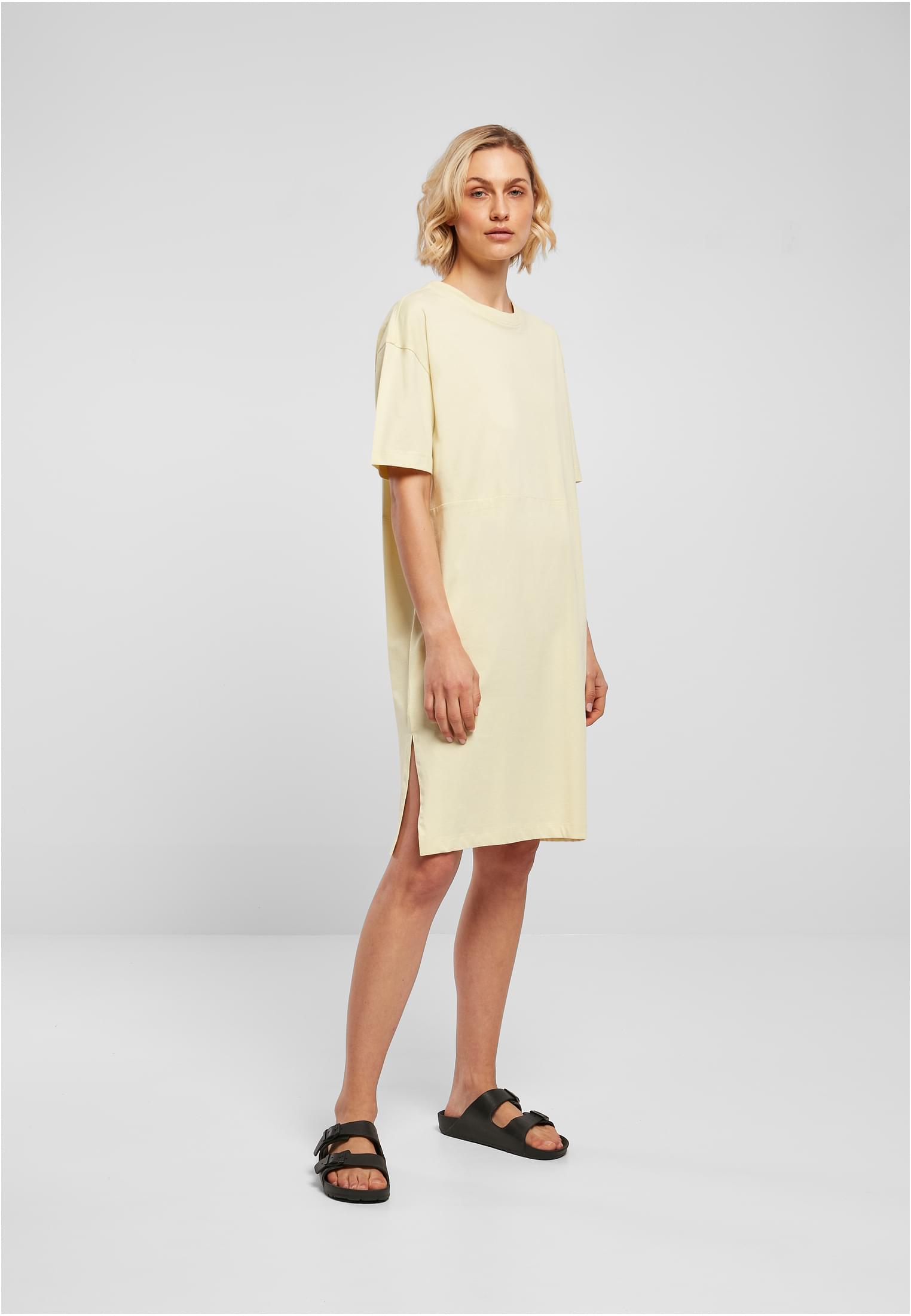 Ladies Organic Oversized Slit Tee Dress | softyellow