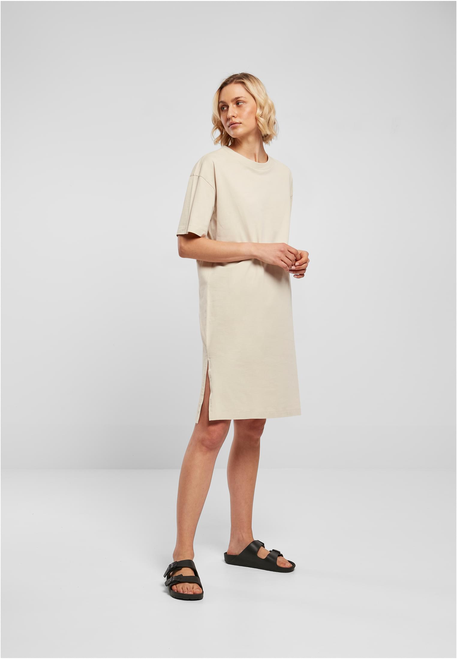 Ladies Organic Oversized Slit Tee Dress | softseagrass