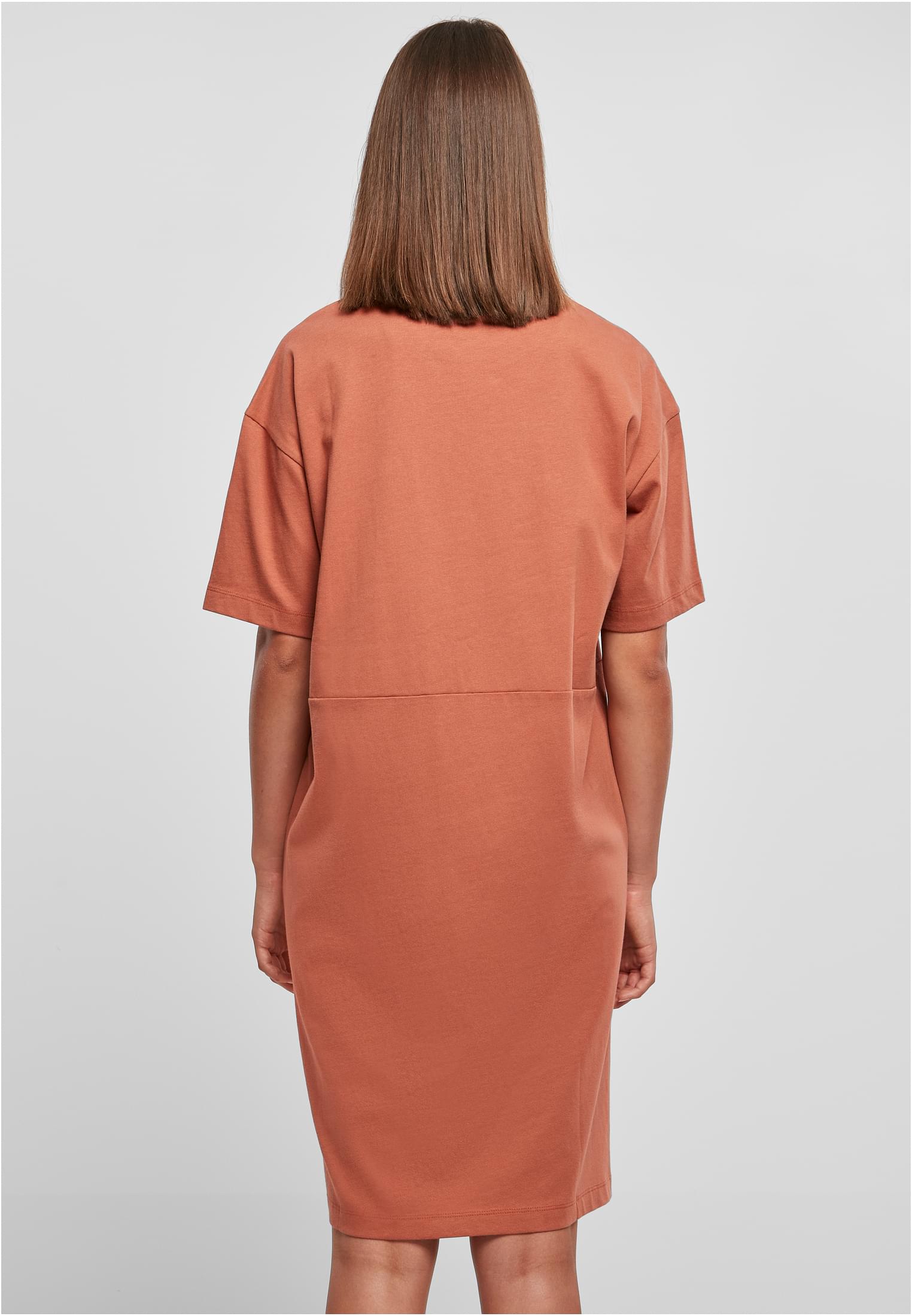 Ladies Organic Oversized Slit Tee Dress | terracotta