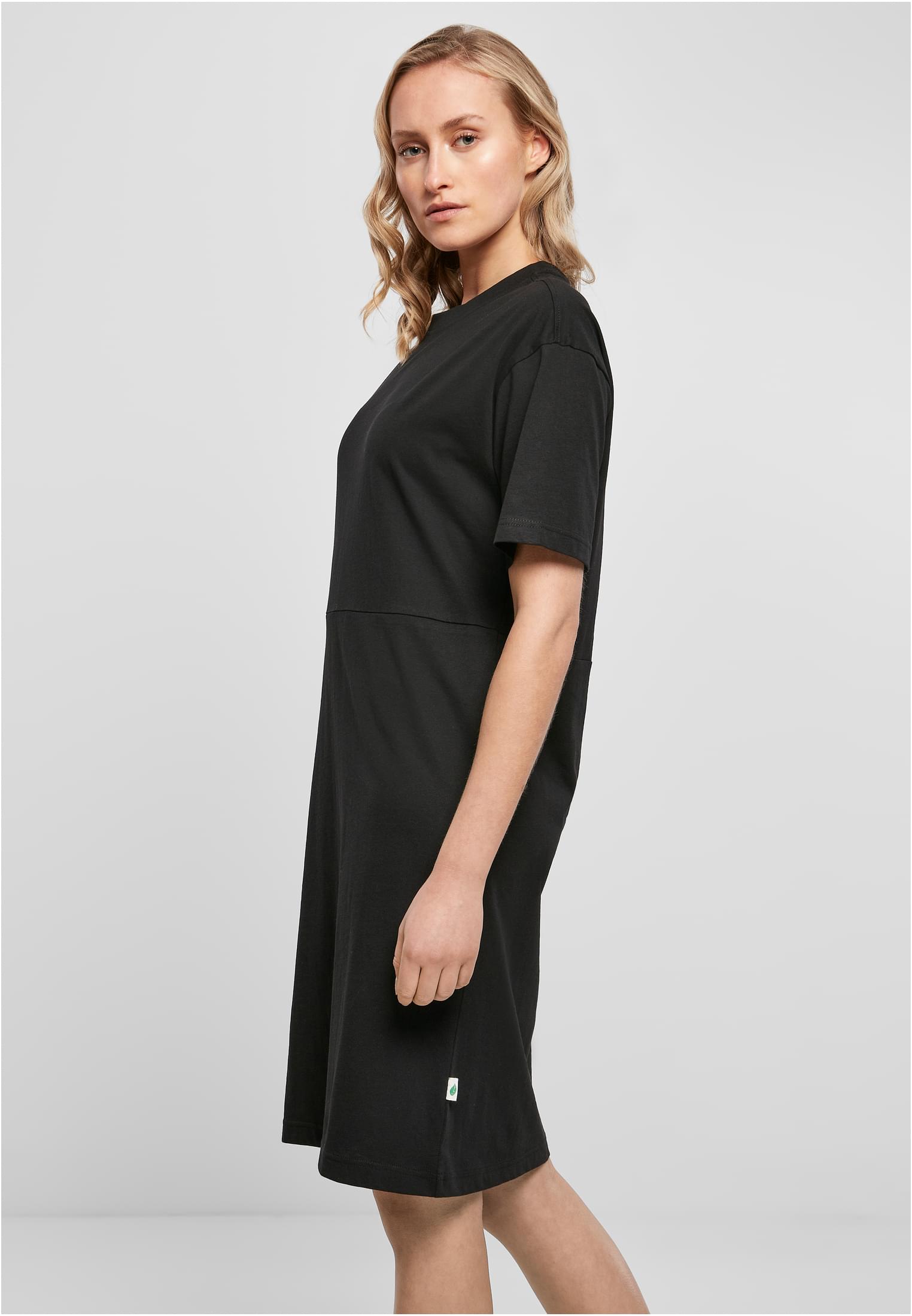 Ladies Organic Oversized Slit Tee Dress | black