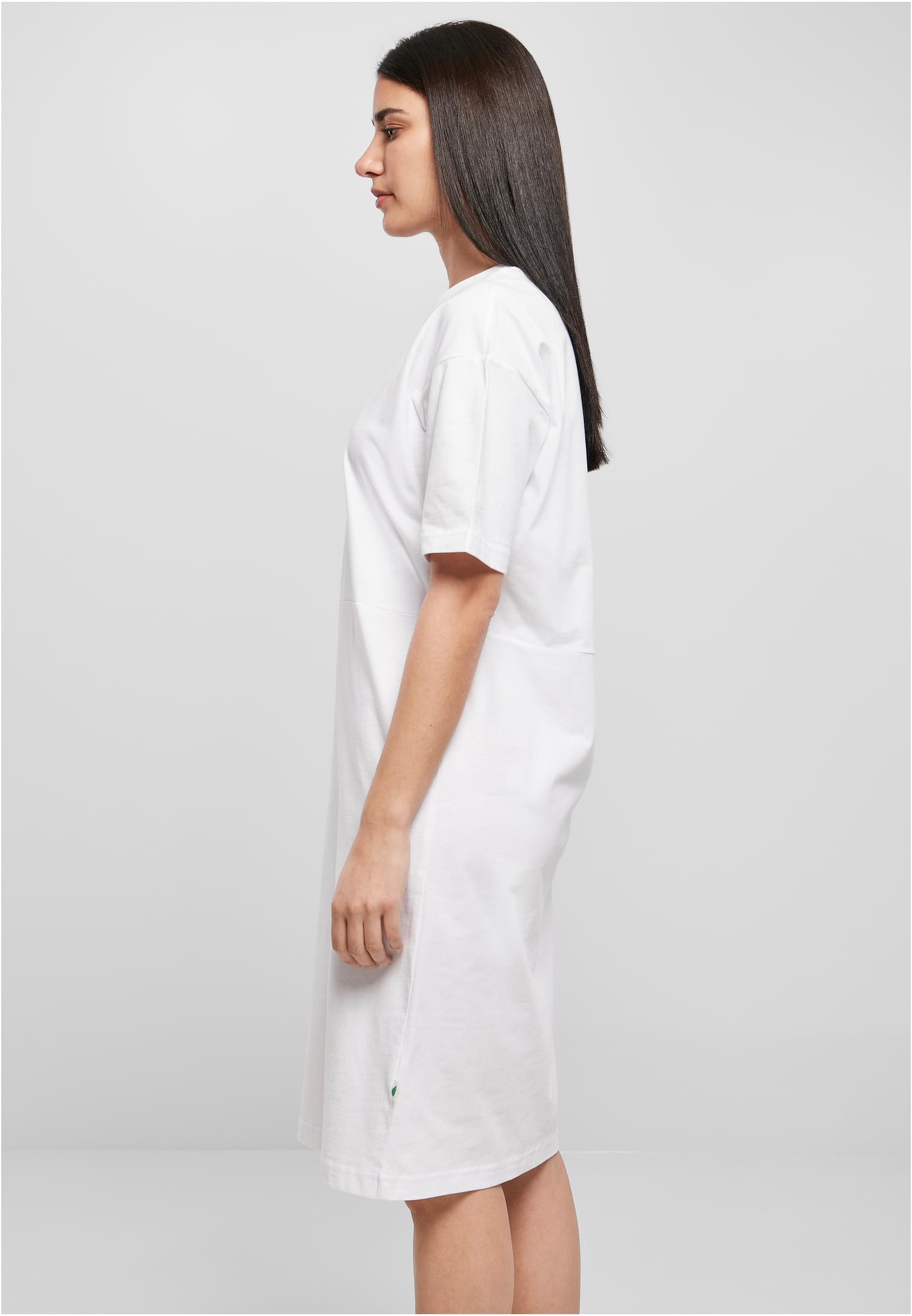 Ladies Organic Oversized Slit Tee Dress | white