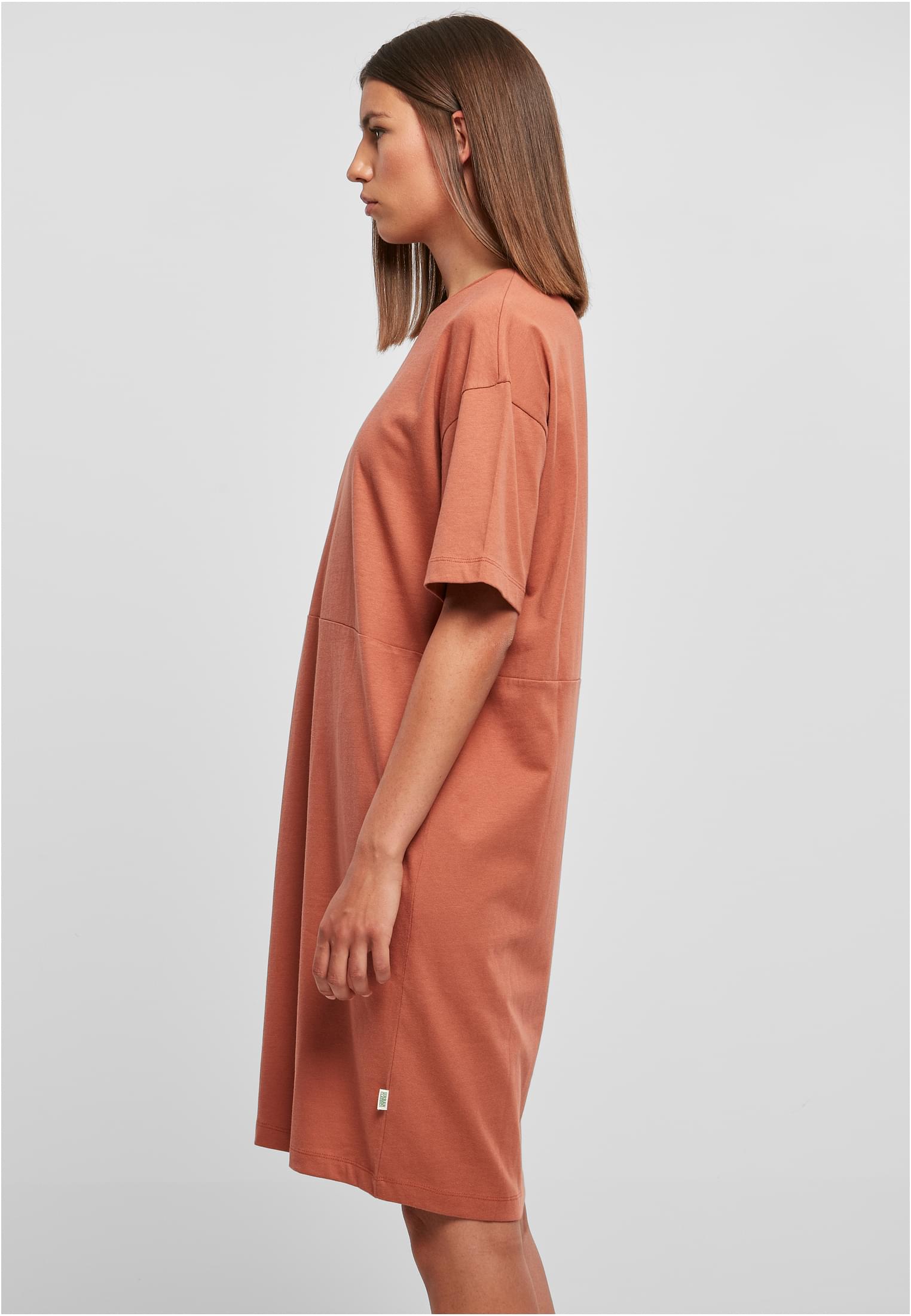 Ladies Organic Oversized Slit Tee Dress | terracotta