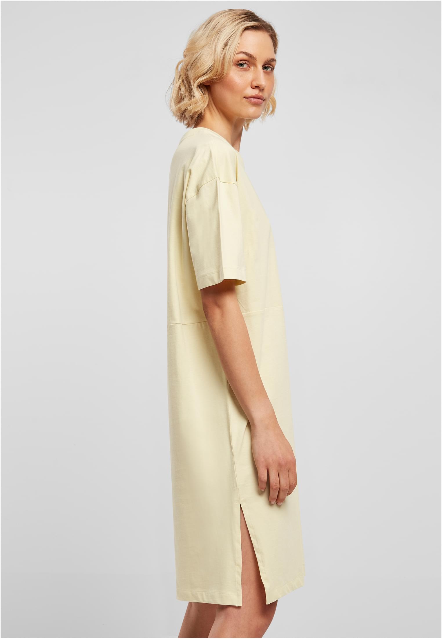 Ladies Organic Oversized Slit Tee Dress | softyellow