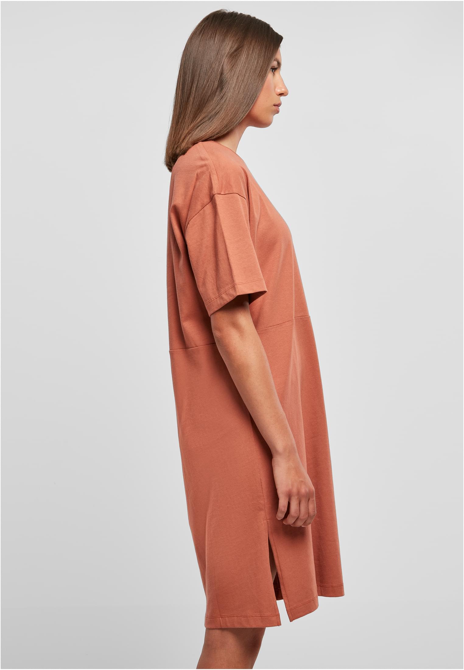 Ladies Organic Oversized Slit Tee Dress | terracotta