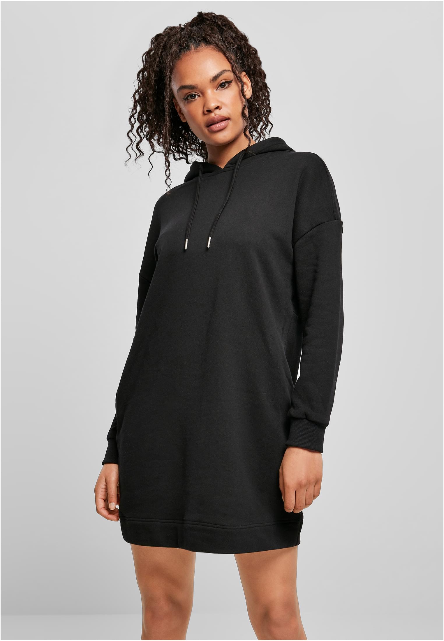 Ladies Organic Oversized Terry Hoody Dress | black