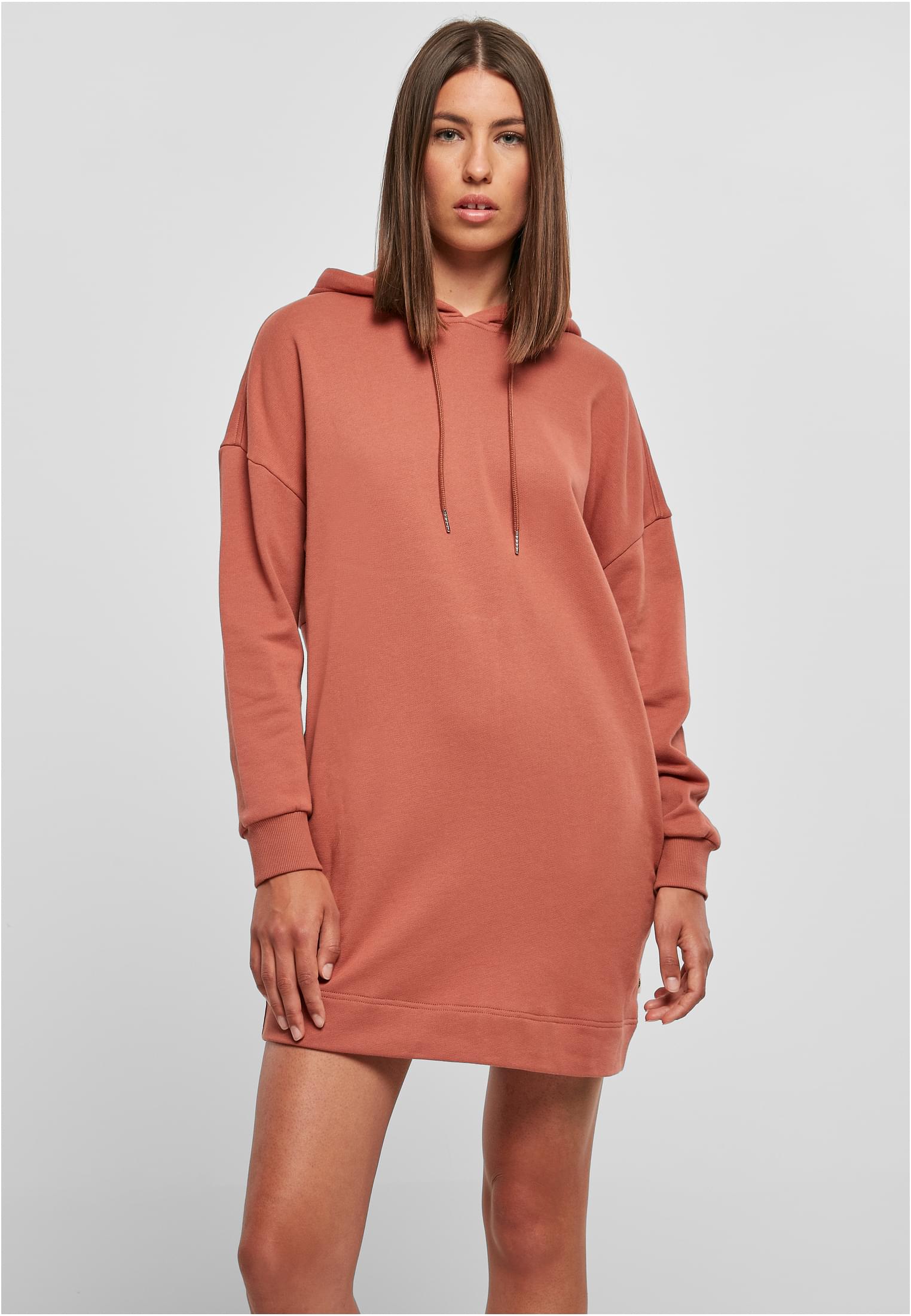 Ladies Organic Oversized Terry Hoody Dress | terracotta