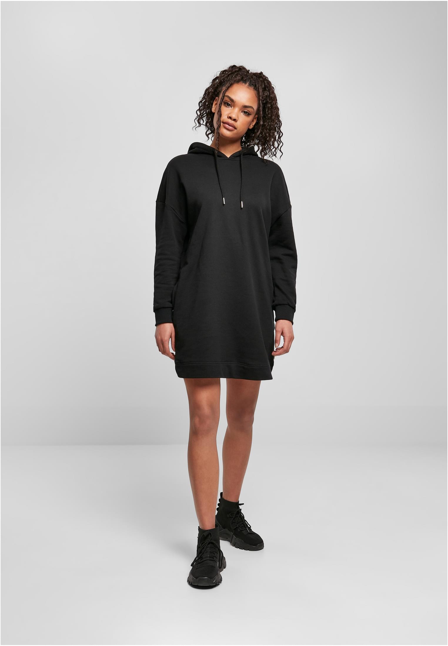 Ladies Organic Oversized Terry Hoody Dress | black