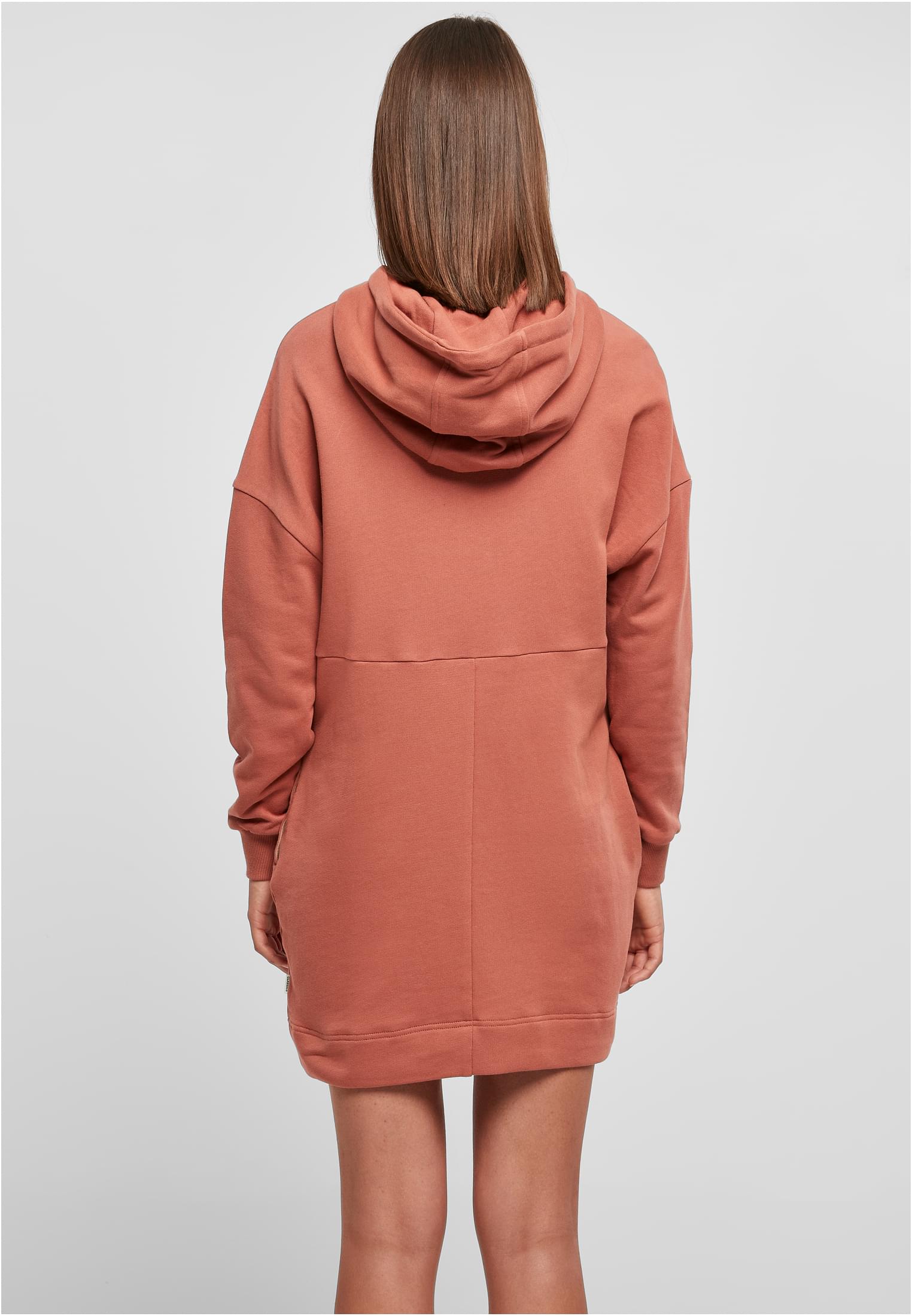 Ladies Organic Oversized Terry Hoody Dress | terracotta