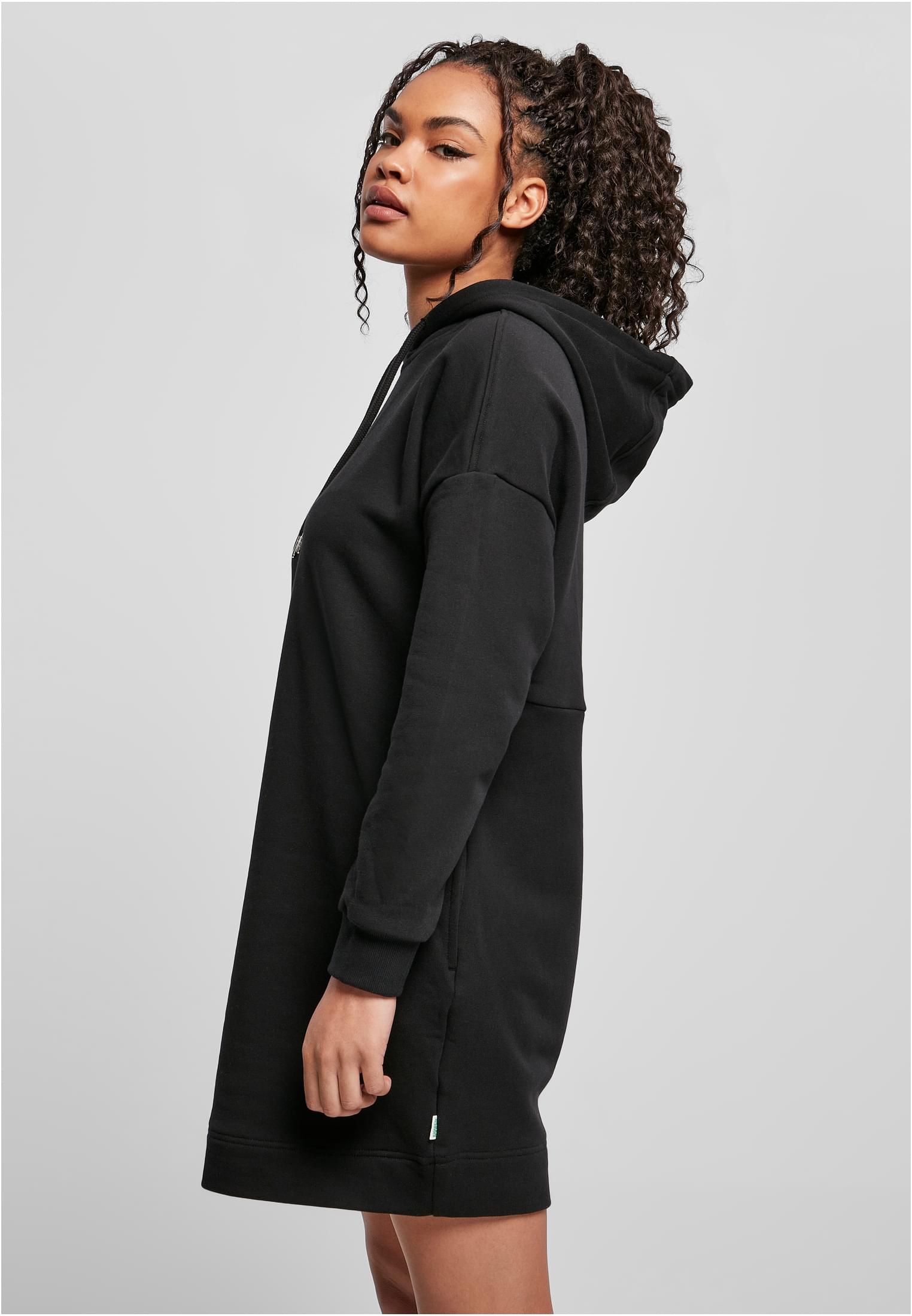 Ladies Organic Oversized Terry Hoody Dress | black