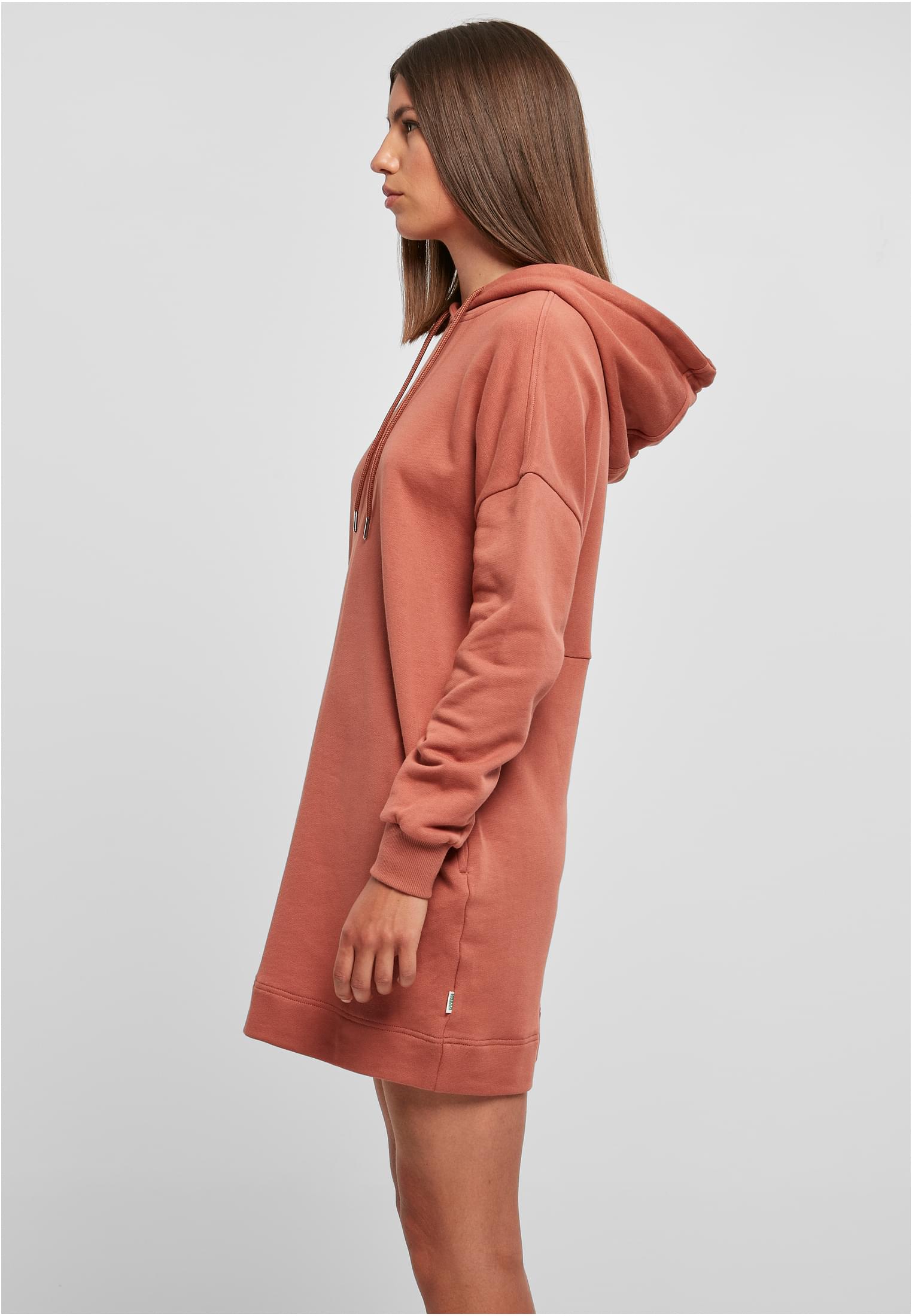 Ladies Organic Oversized Terry Hoody Dress | terracotta