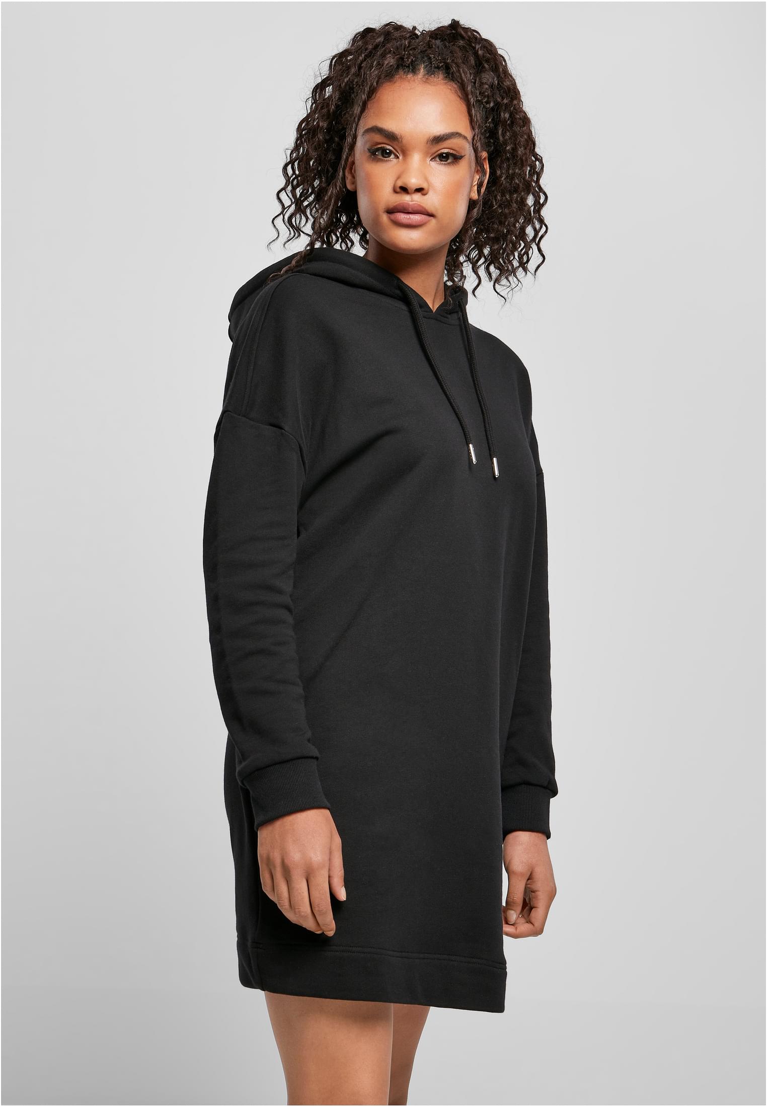 Ladies Organic Oversized Terry Hoody Dress | black