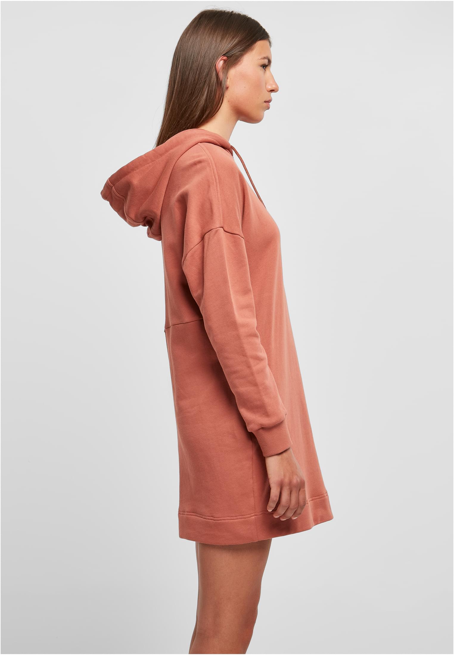 Ladies Organic Oversized Terry Hoody Dress | terracotta