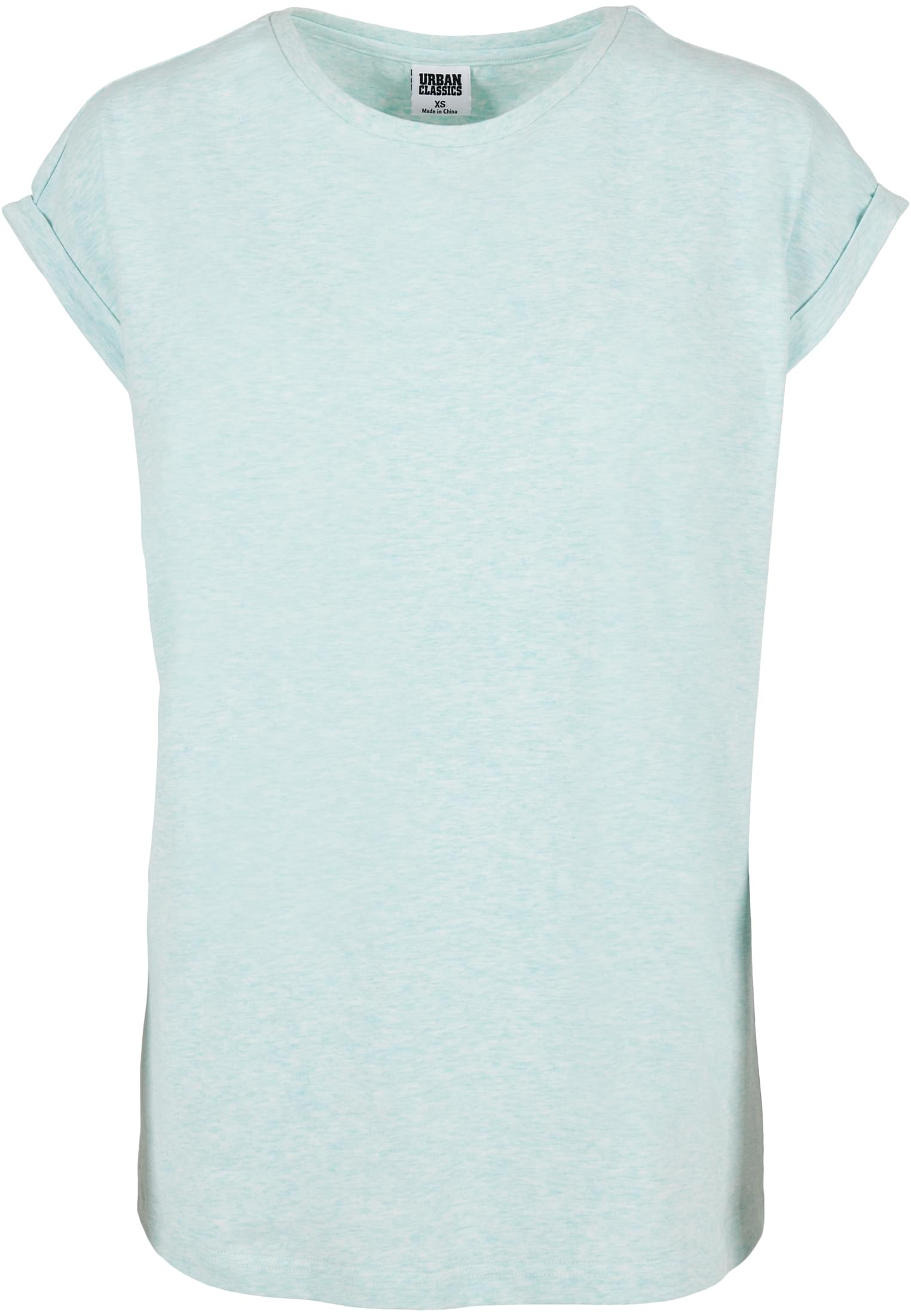 Ladies Color Melange Extended Shoulder Tee | aqua melange