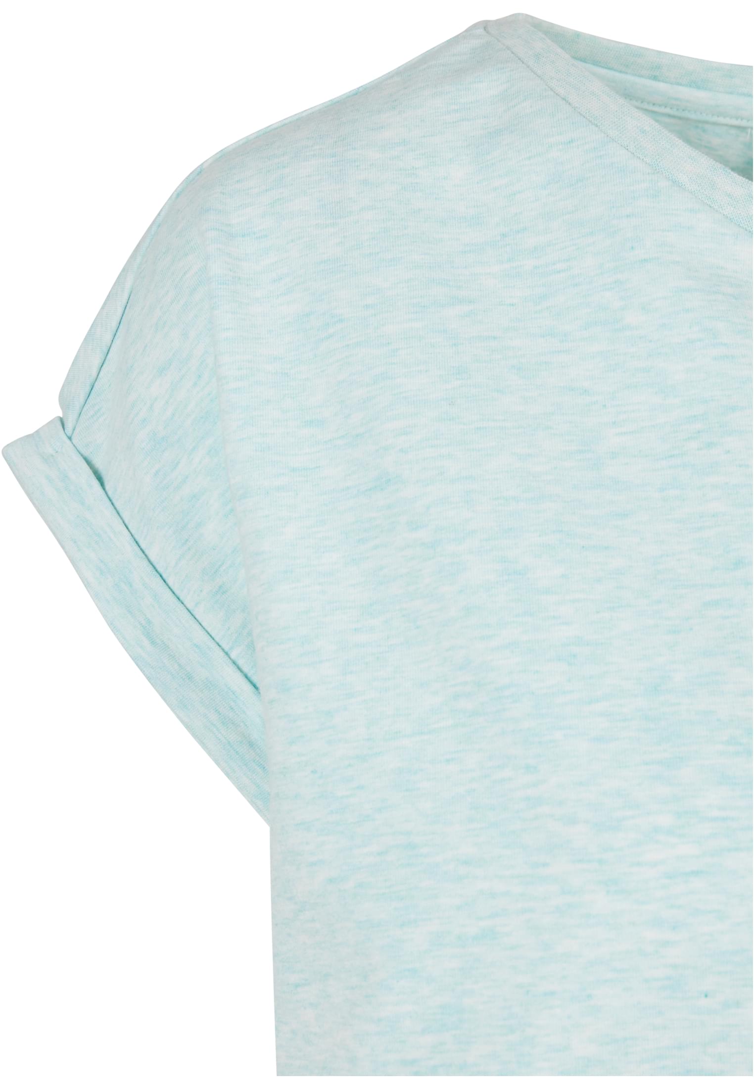 Ladies Color Melange Extended Shoulder Tee | aqua melange