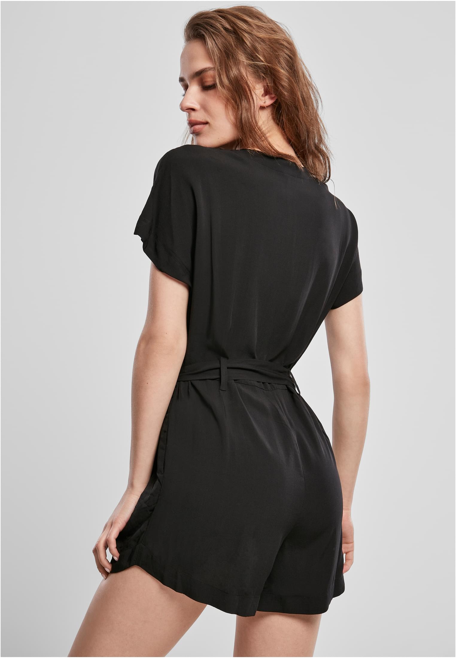 Ladies Short Viscose Belt Jumpsuit | black