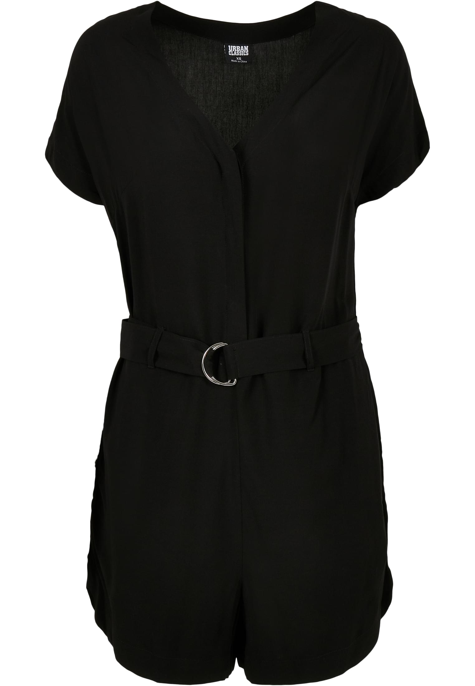 Ladies Short Viscose Belt Jumpsuit | black